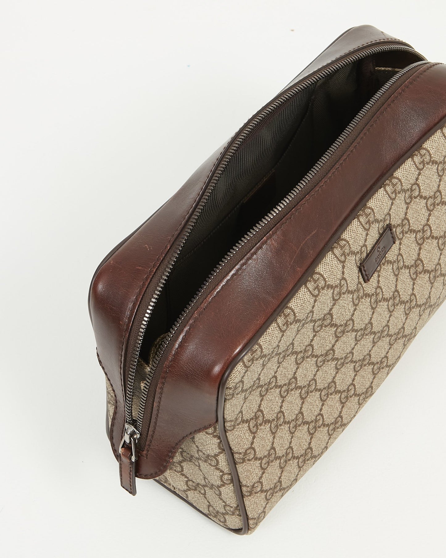 Gucci Brown GG Supreme Coated Canvas Toiletry Pouch