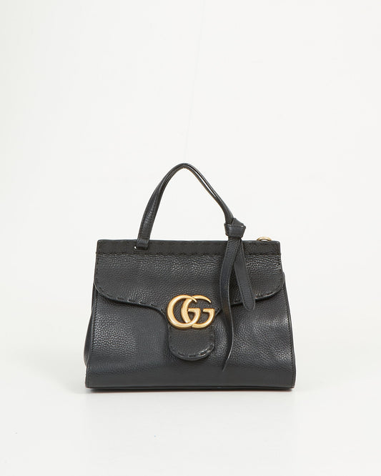 Sac à bandoulière Marmont en cuir grainé noir Gucci