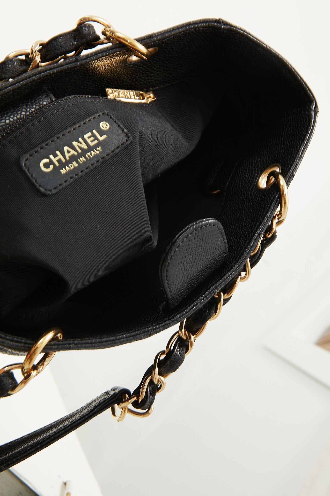 Chanel Black Caviar Leather PST GHW Bag