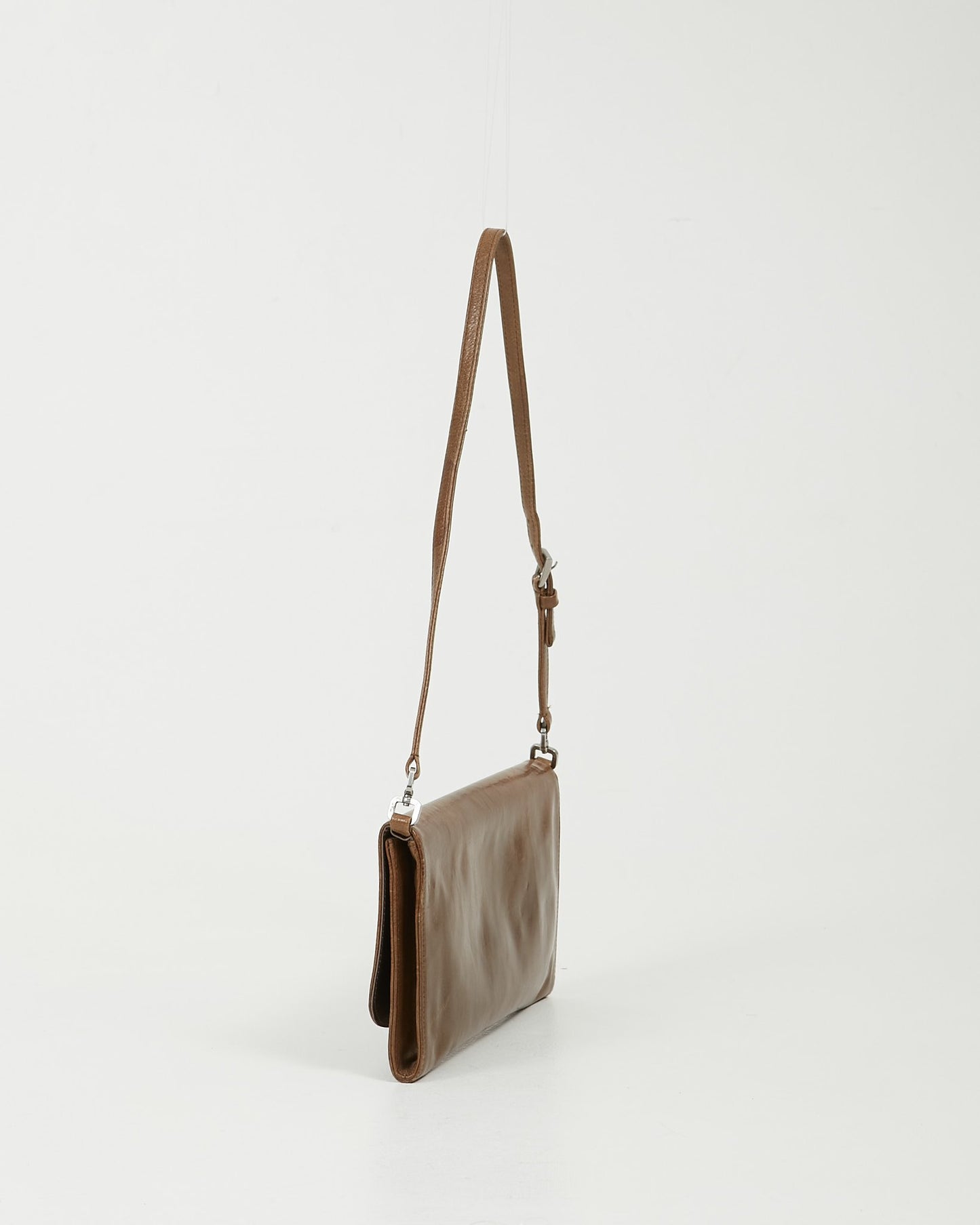 Prada Khaki Leather Shoulder Pochette Bag