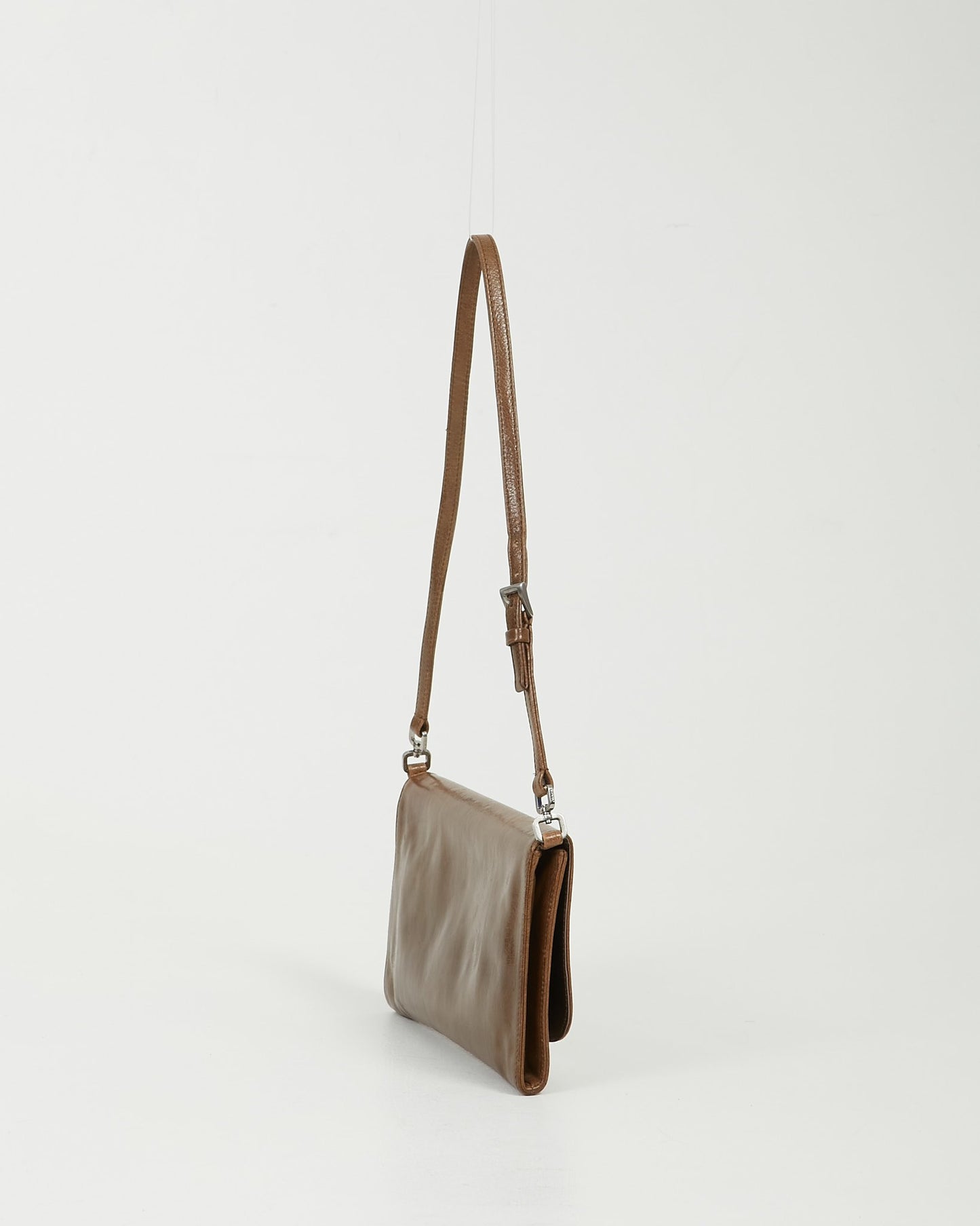 Prada Khaki Leather Shoulder Pochette Bag