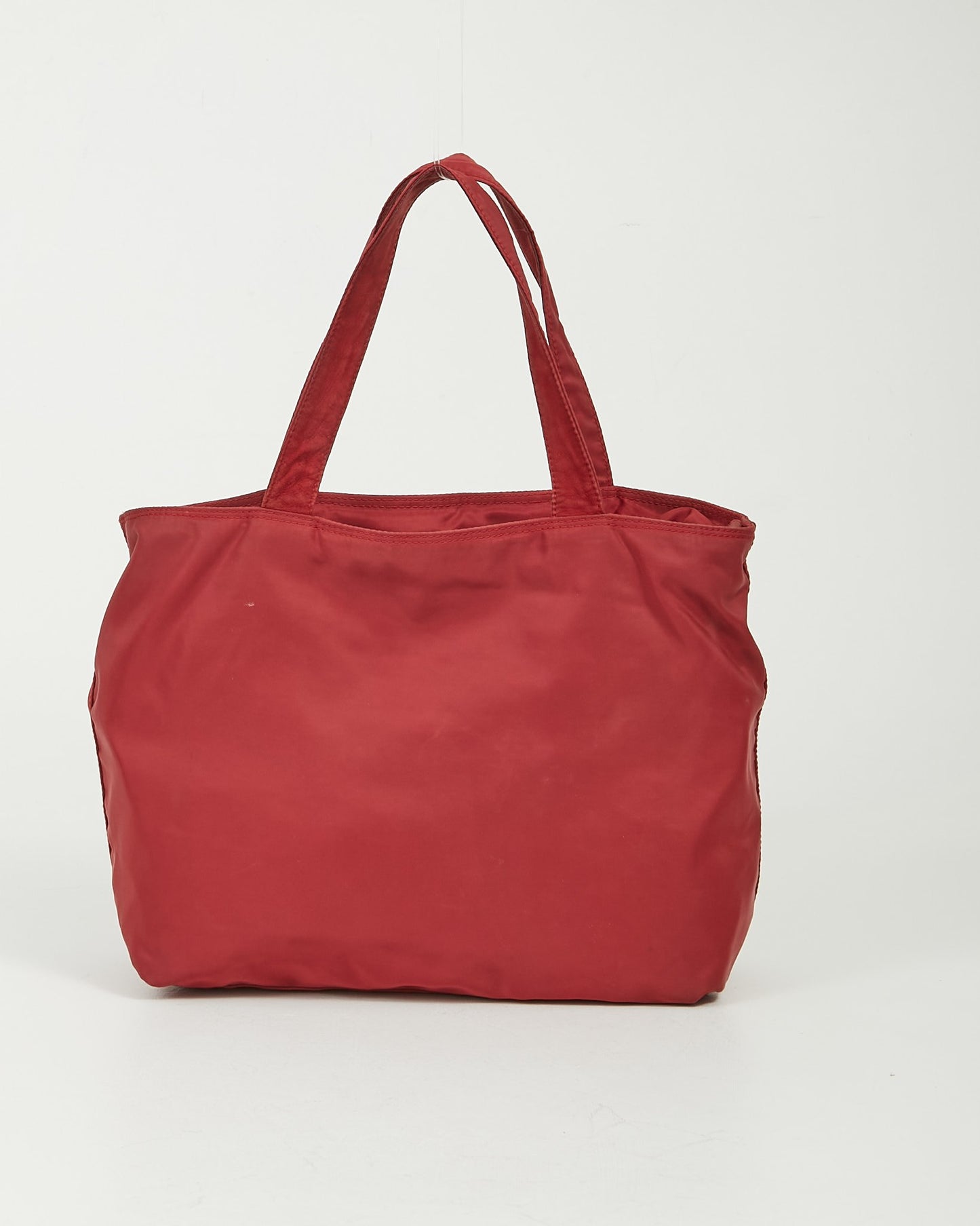 Prada Red Nylon Embellished Logo Tote