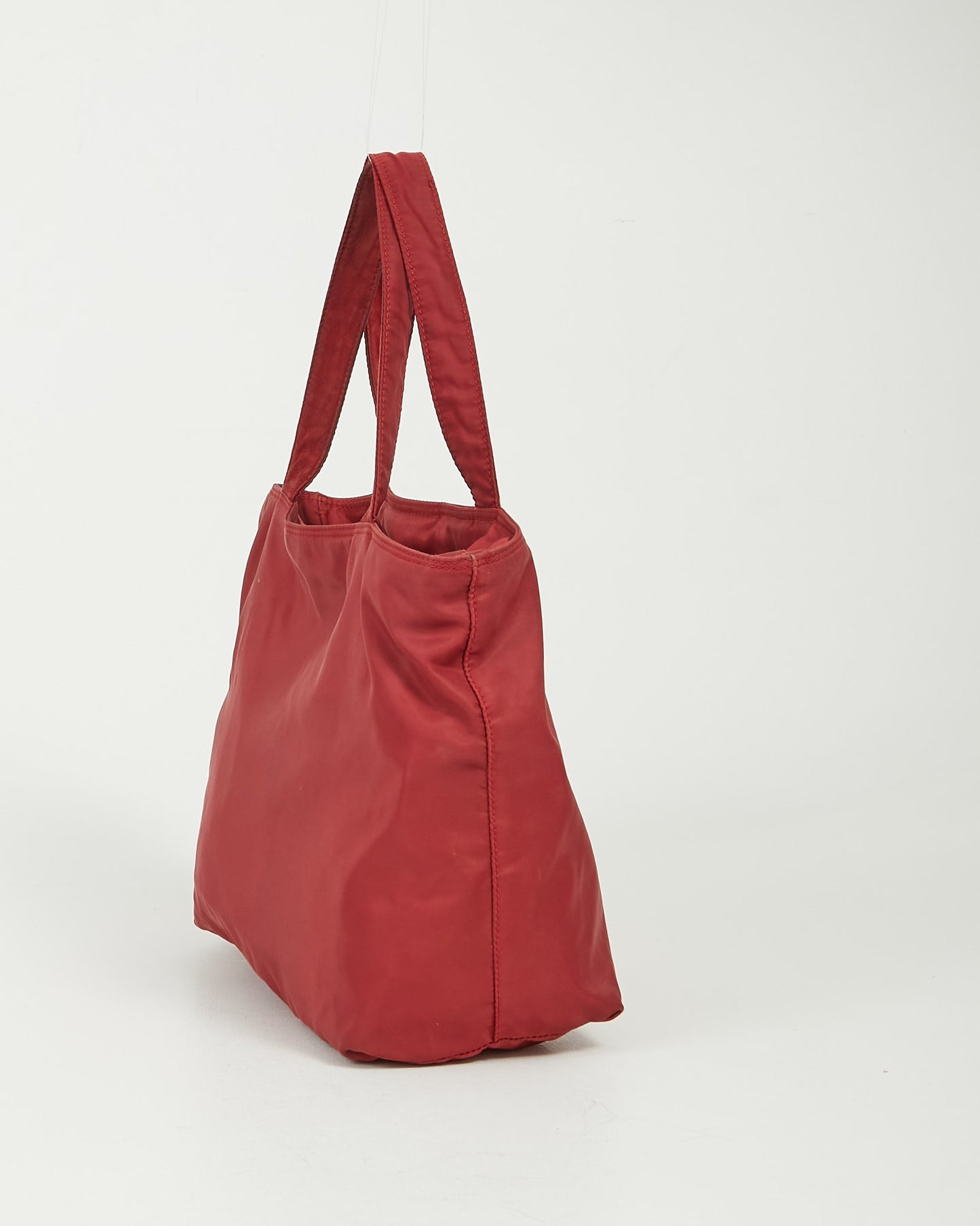 Prada Red Nylon Embellished Logo Tote