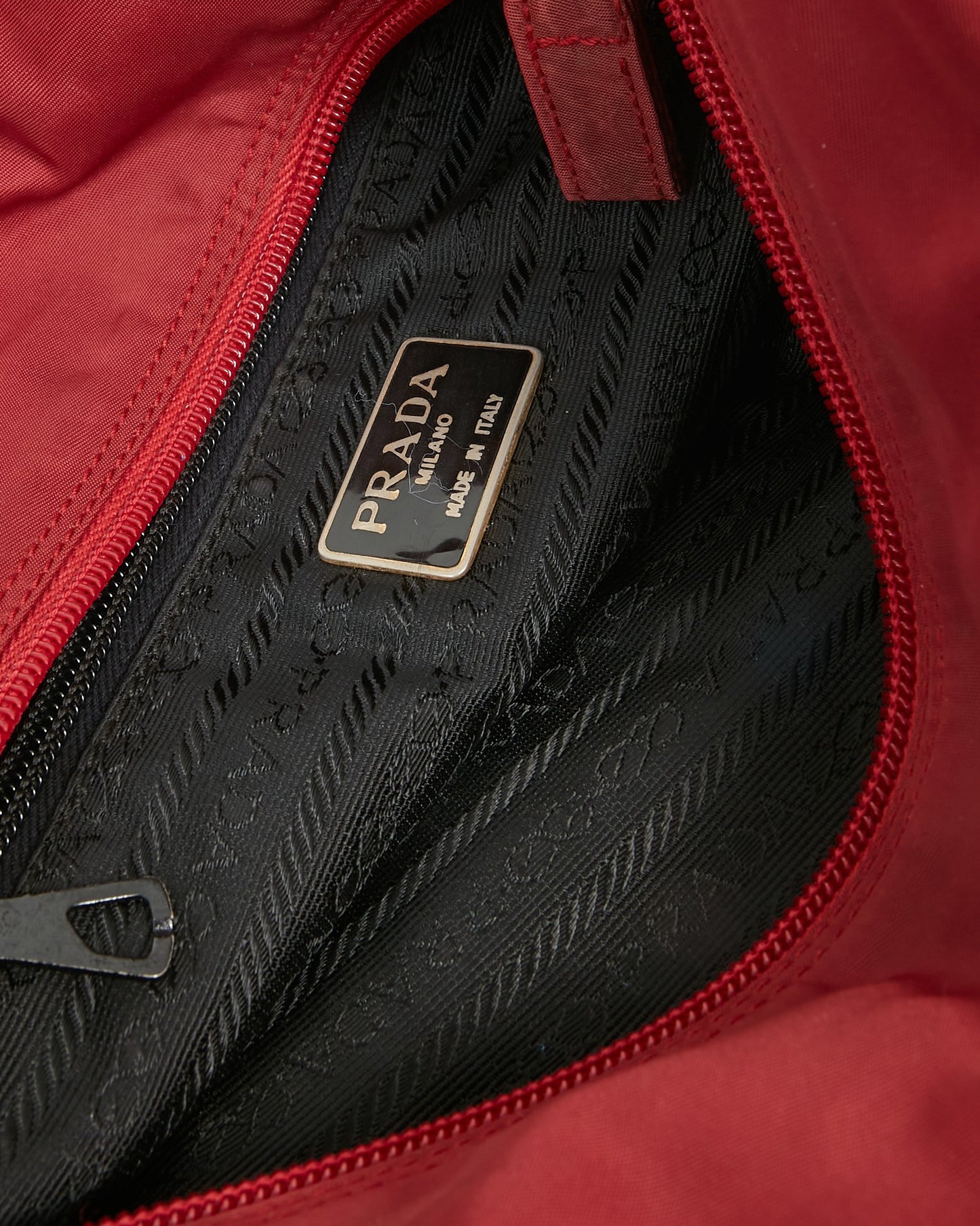 Prada Red Nylon Embellished Logo Tote