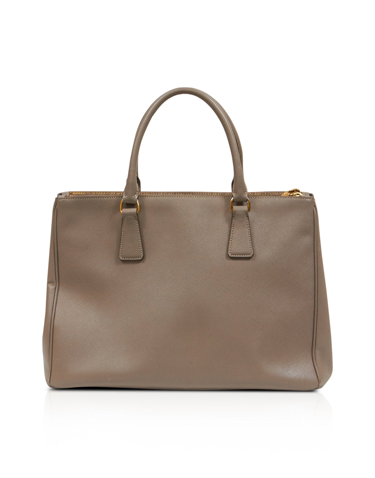 Prada Taupe Saffiano Double Zip Tote