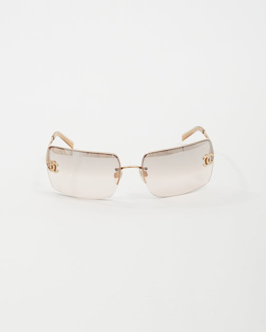 Chanel Gold Square 4092-B Rhinestone CC Sunglasses