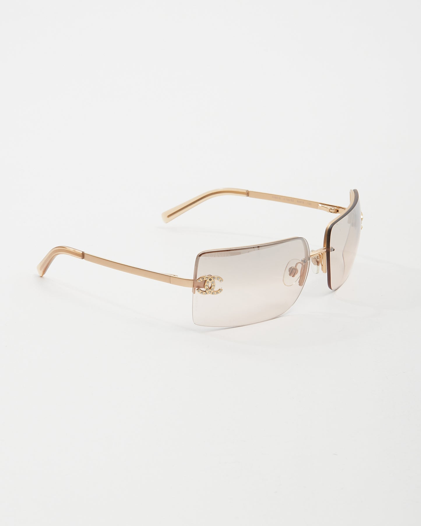 Chanel Gold Square 4092-B Rhinestone CC Sunglasses