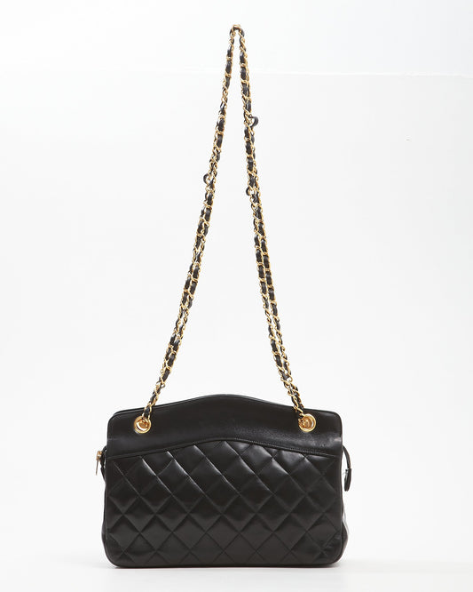 Sac à chaîne Chanel en cuir d
agneau vintage noir 24K GHW