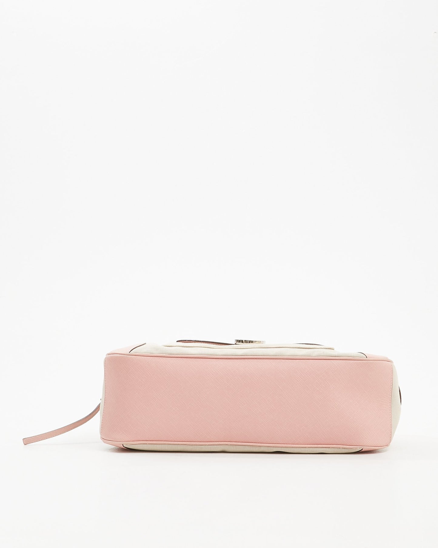 Ferragamo Pink Leather Trim 
Canvas Gancini Top Handle Bag