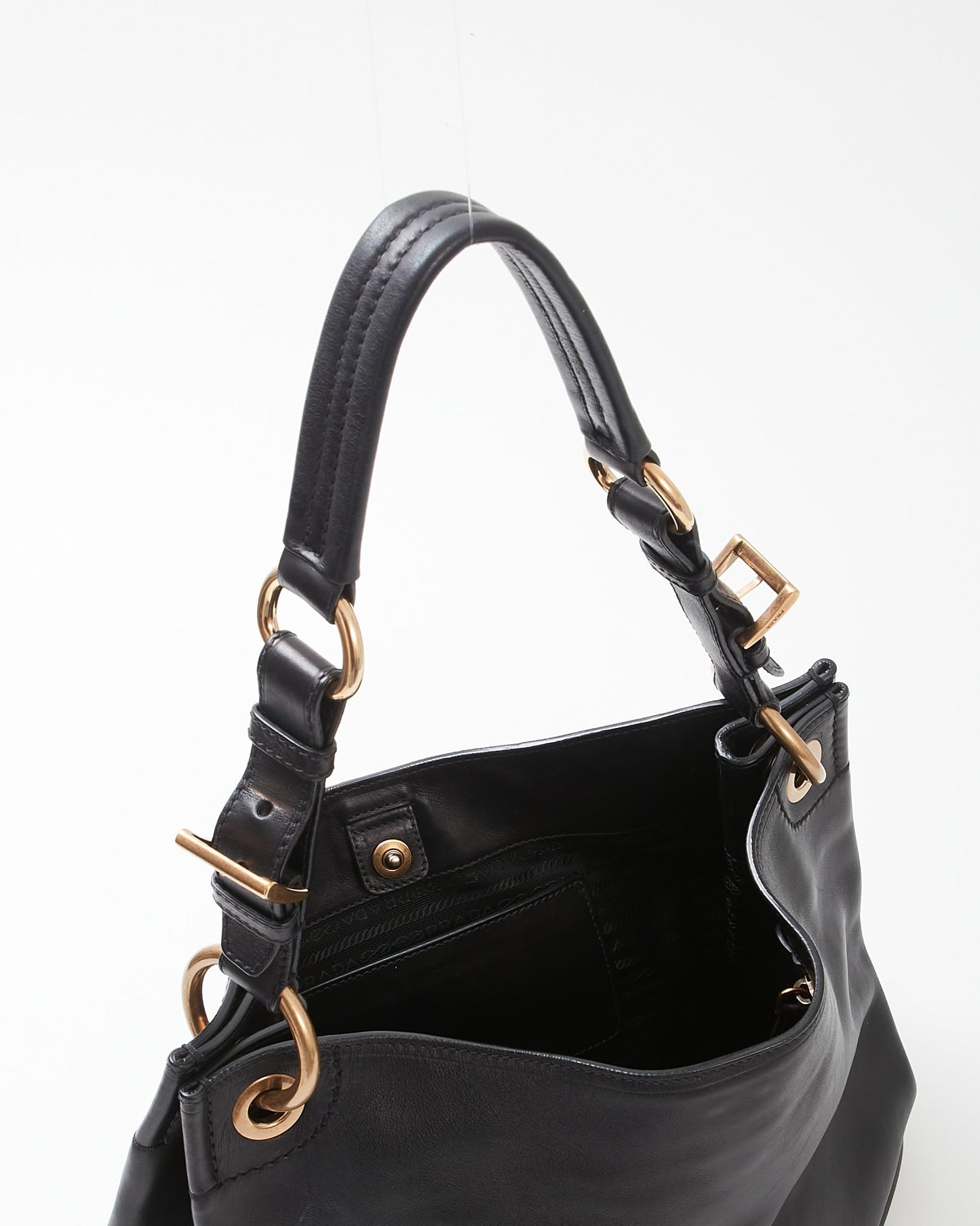 Prada Black Glace Calfskin Leather GHW Shoulder Bag