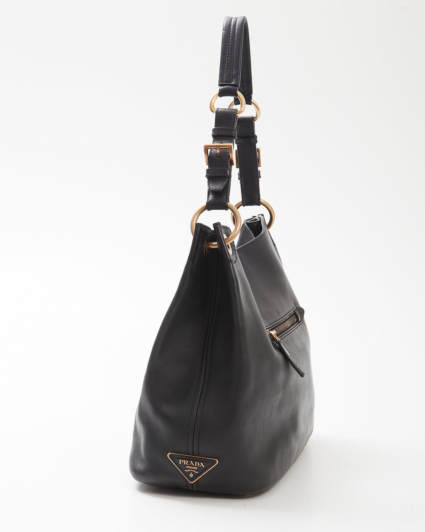 Prada Black Glace Calfskin Leather GHW Shoulder Bag