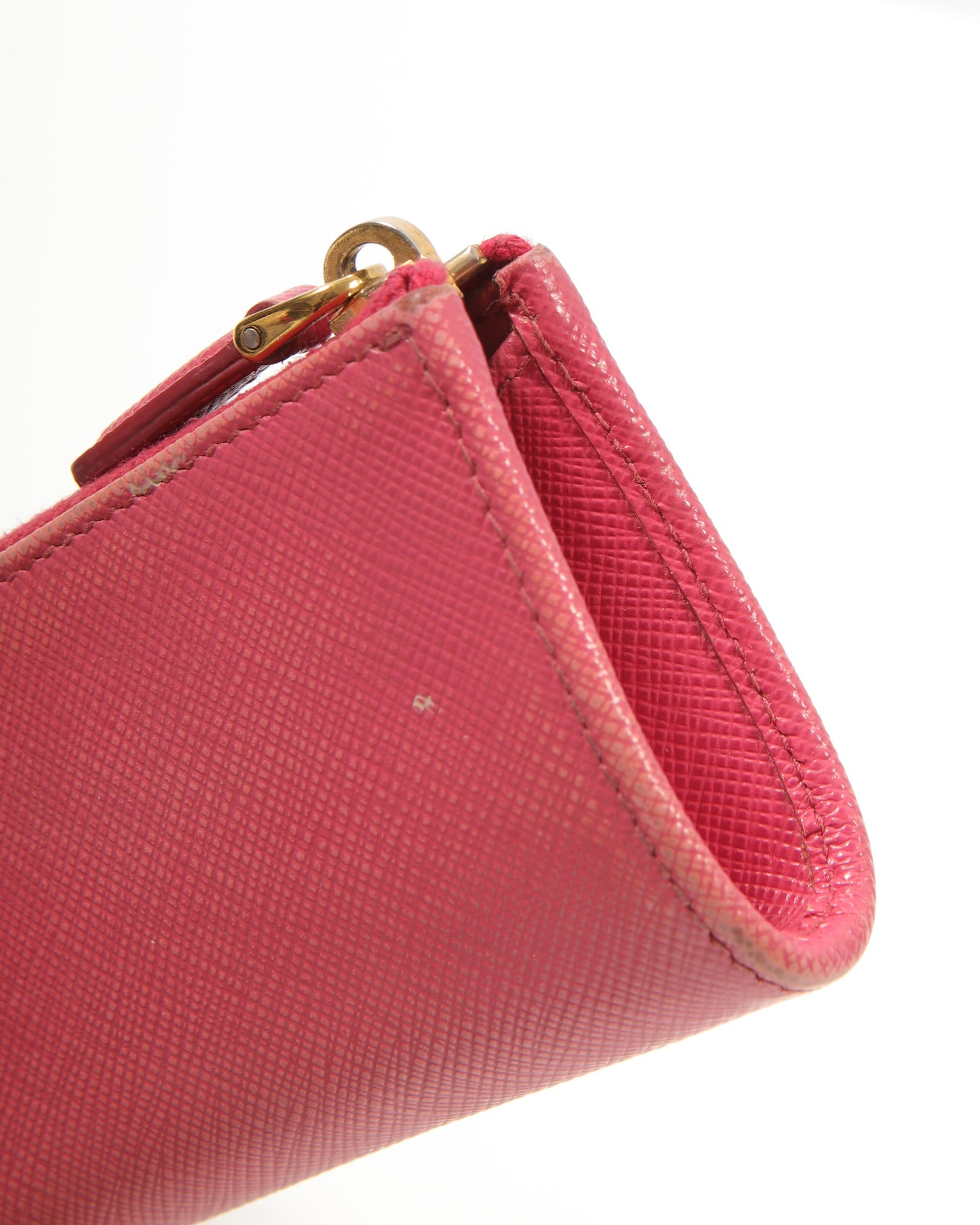 Prada Peonia Pink Saffiano Leather Pouch Key Chain