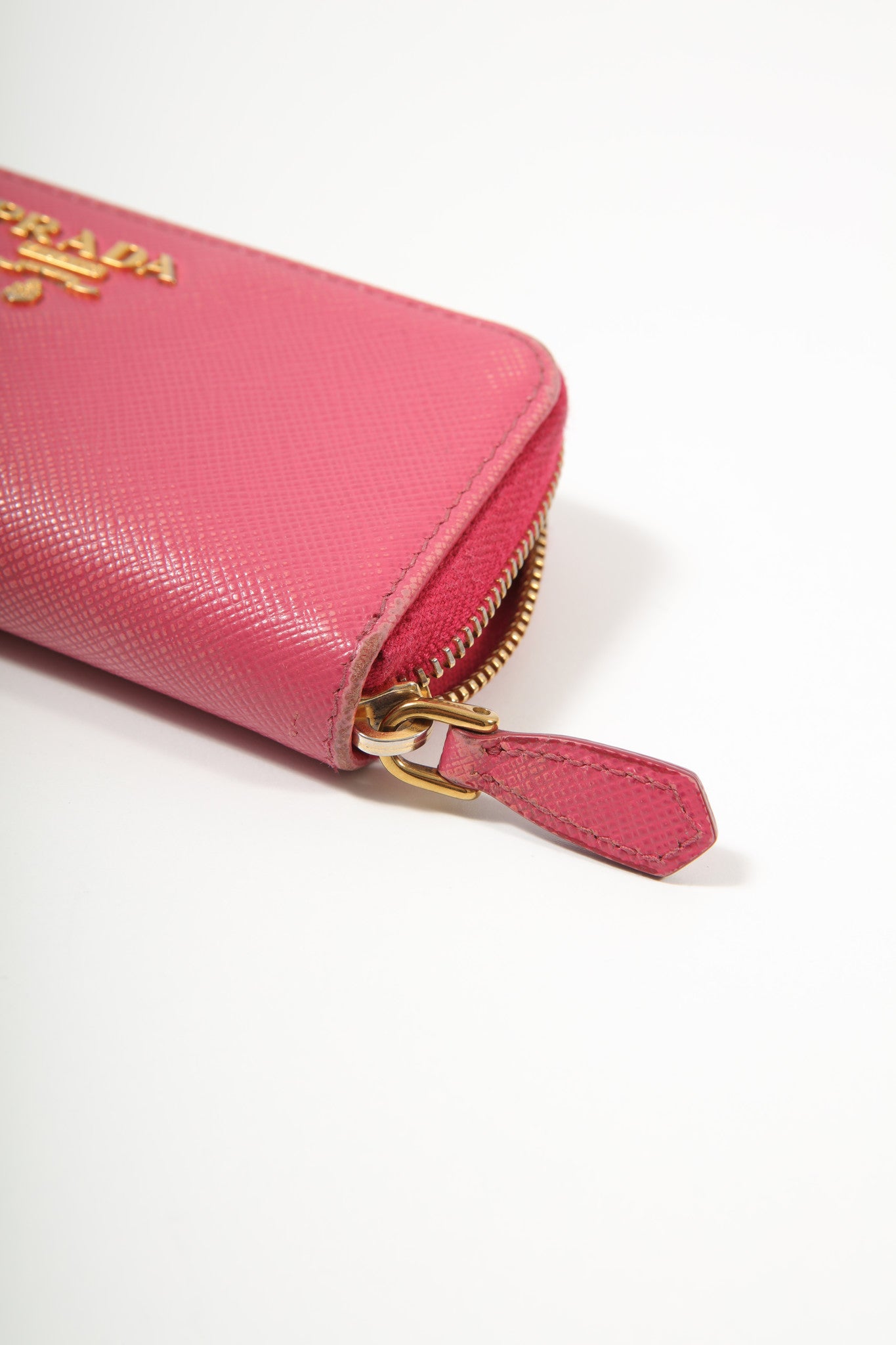 Prada Peonia Pink Saffiano Leather Pouch Key Chain