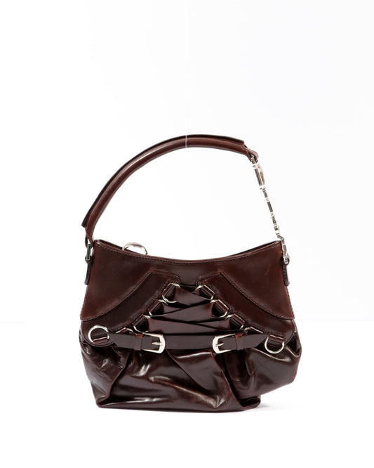 Dior Brown Leather Corset Shoulder Bag