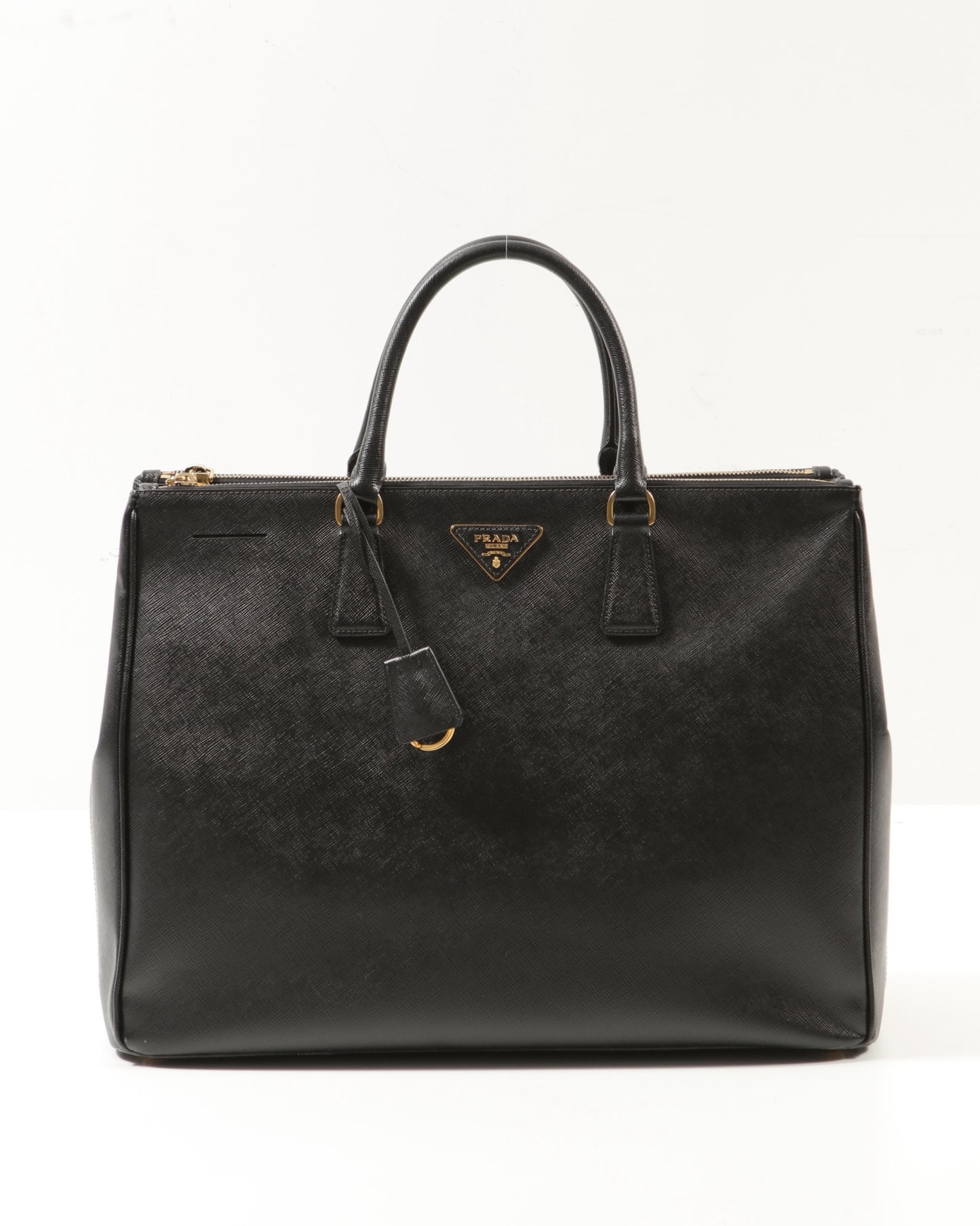 Prada Black Saffiano Leather XL Double Zip Tote