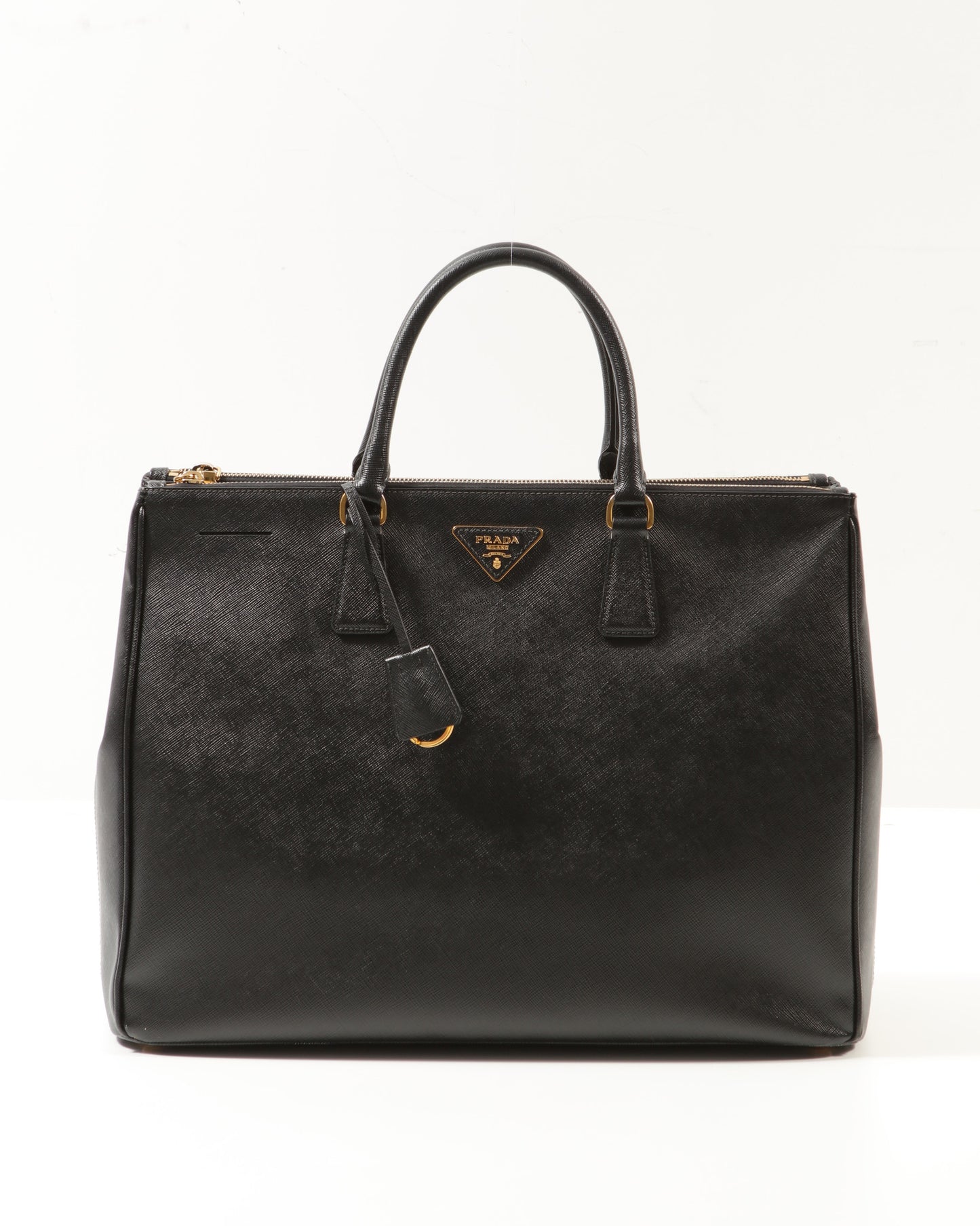 Prada Black Saffiano Leather XL Double Zip Tote