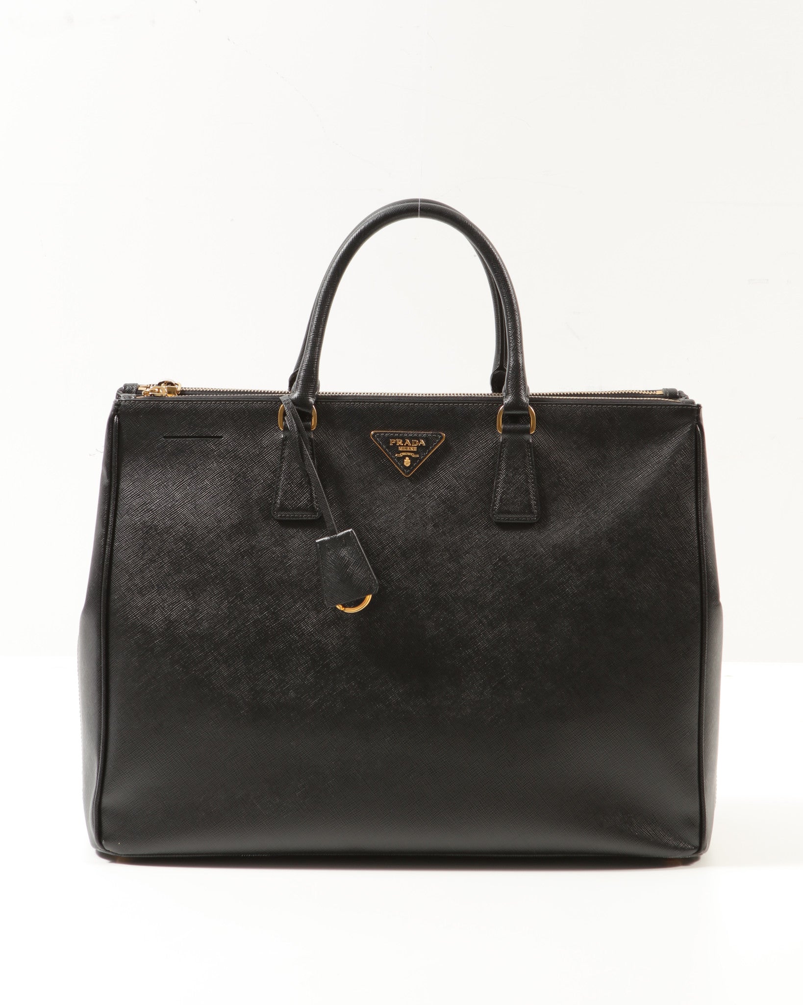 Prada Black Saffiano Leather XL Double Zip Tote