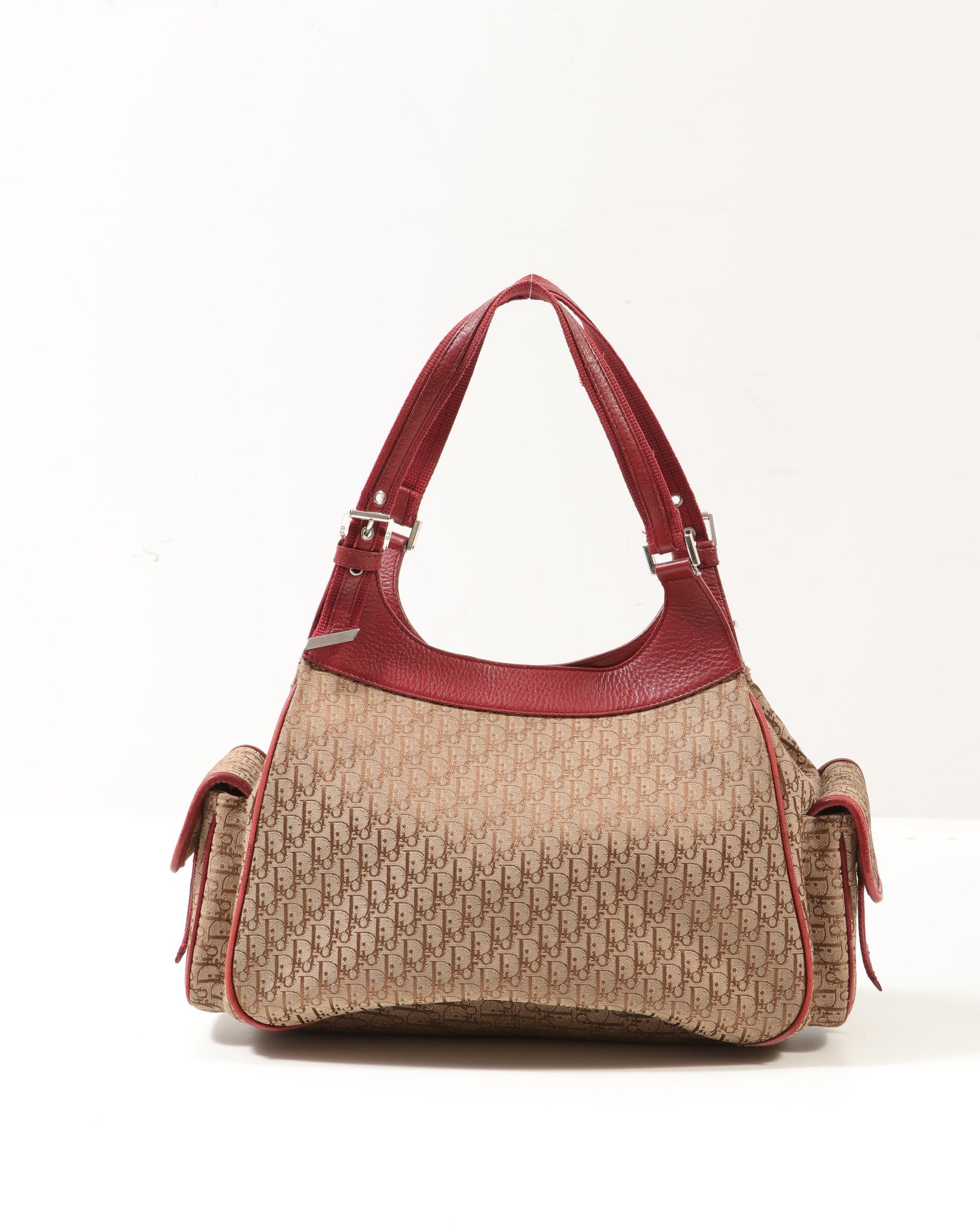 Dior Red/Beige Diorissimo Oblique Canvas Multi Pocket Shoulder Bag