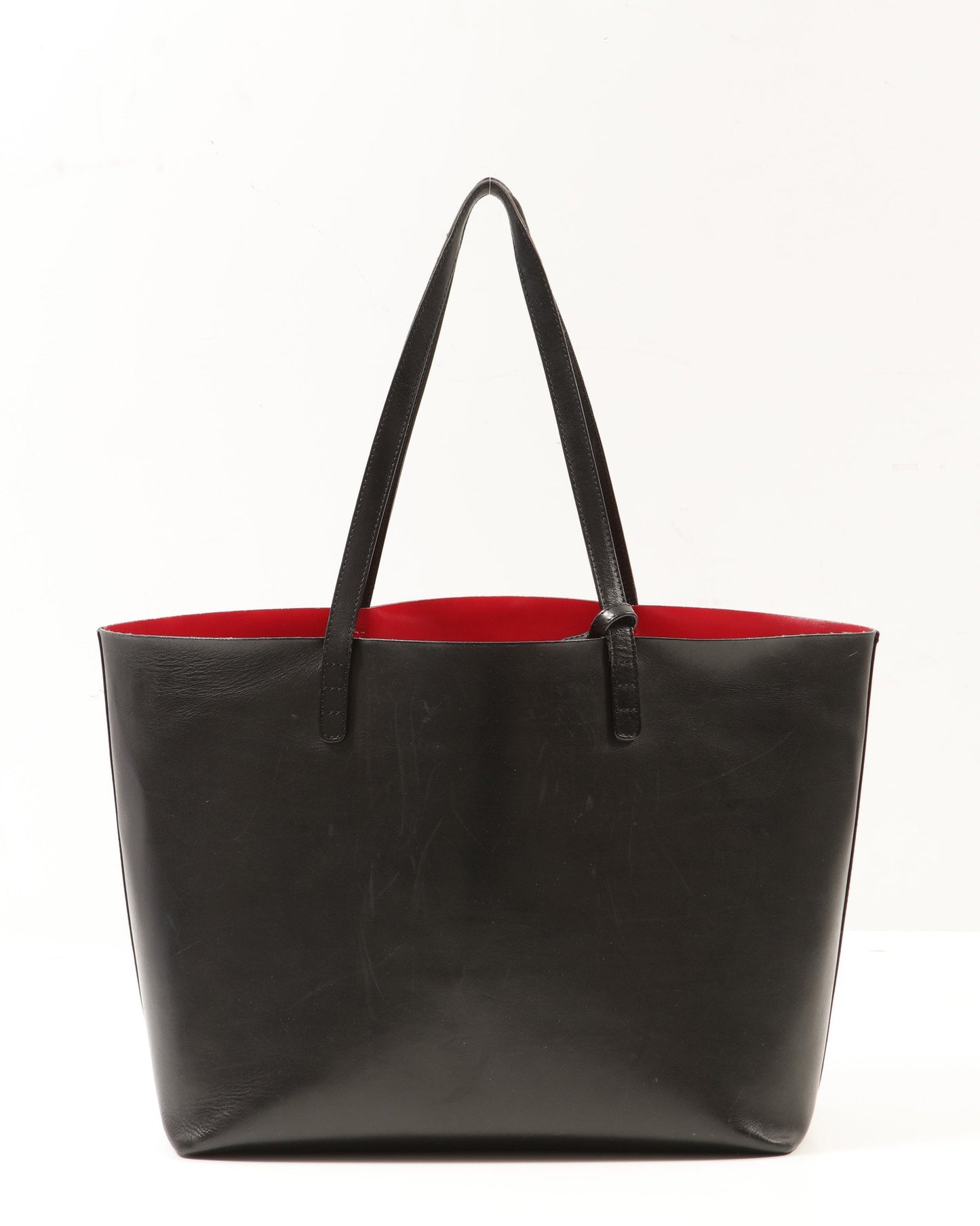 Mansur Gaviel Black/Red Leather Tote Bag