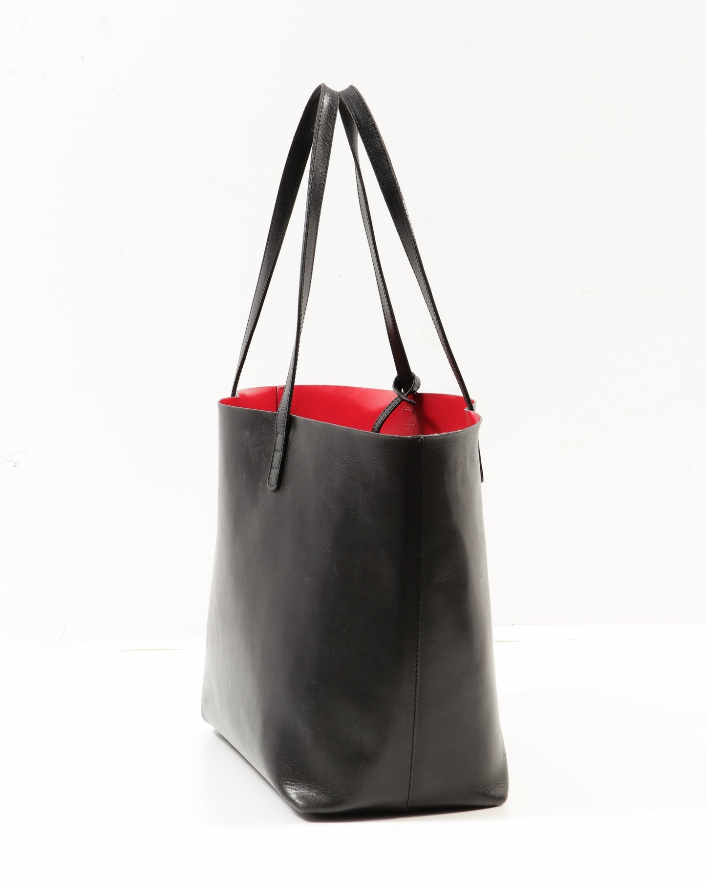 Mansur Gaviel Black/Red Leather Tote Bag