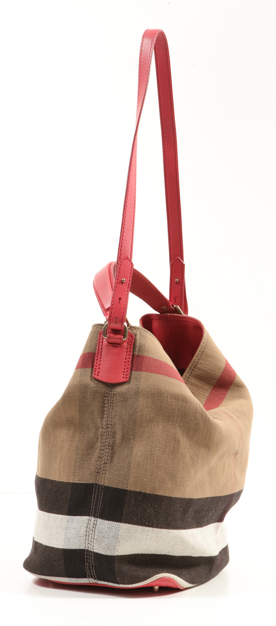 Burberry Pink/Beige Canvas Ashby Medium Hobo Tote Crossbody Bag