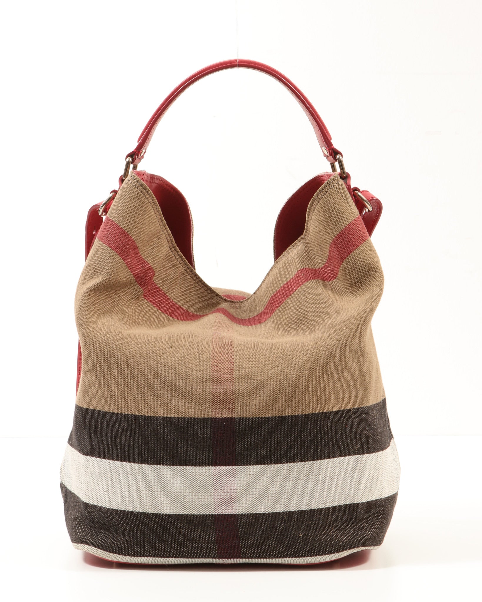 Burberry Pink/Beige Canvas Ashby Medium Hobo Tote Crossbody Bag