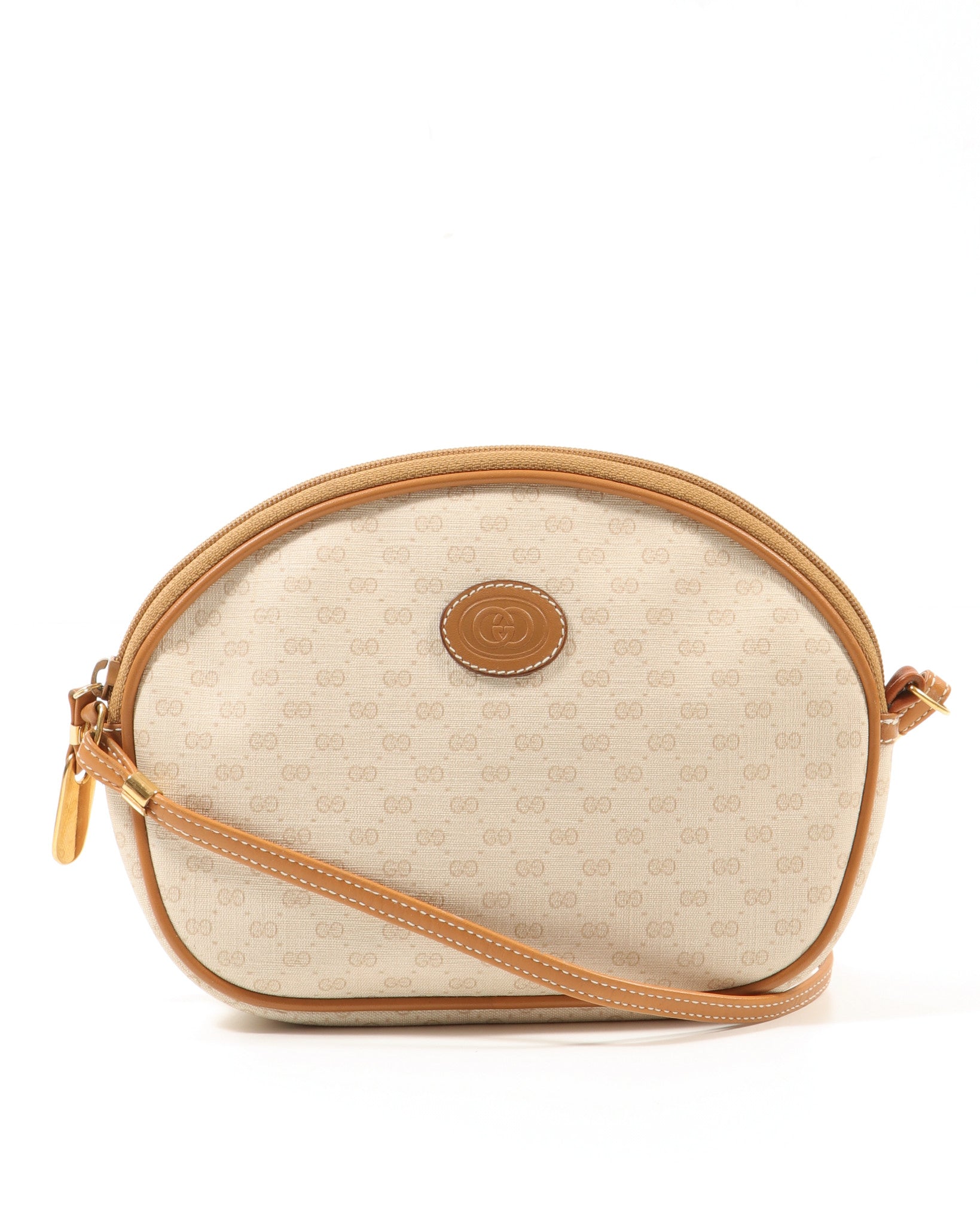 Gucci Vintage Beige Monogram Coated Canvas Round Crossbody