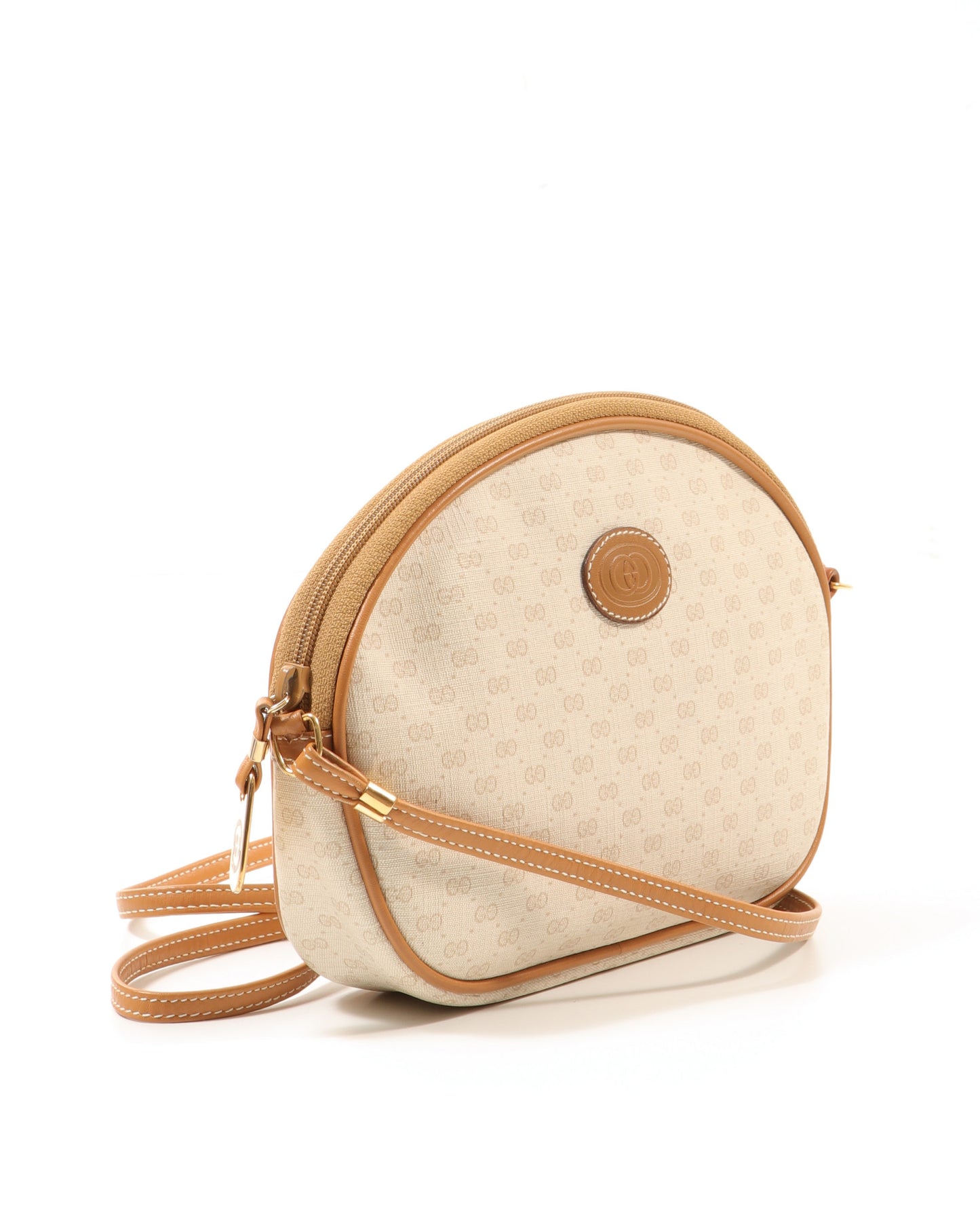 Gucci Vintage Beige Monogram Coated Canvas Round Crossbody