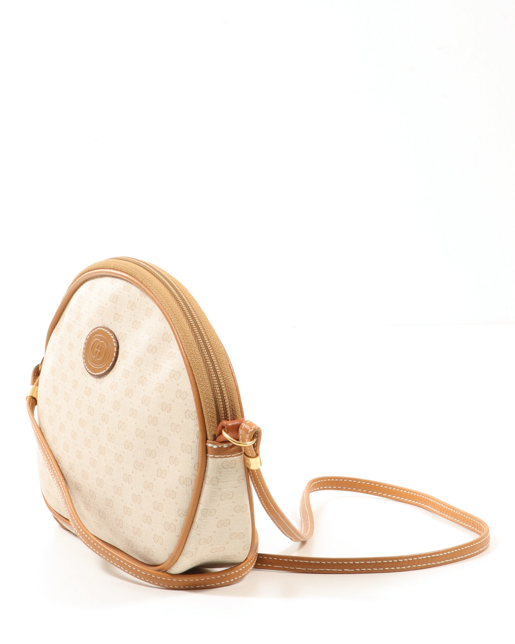 Gucci Vintage Beige Monogram Coated Canvas Round Crossbody