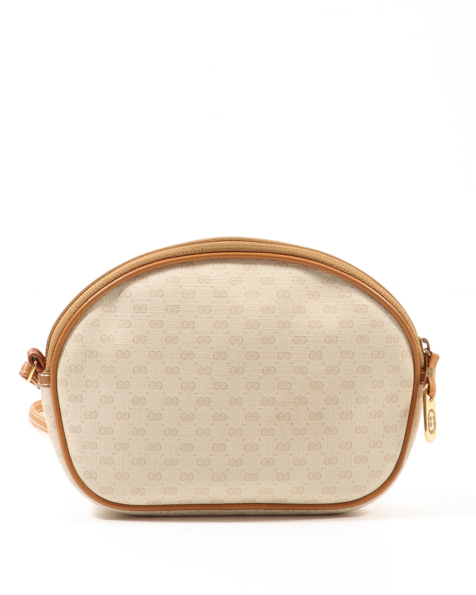 Gucci Vintage Beige Monogram Coated Canvas Round Crossbody