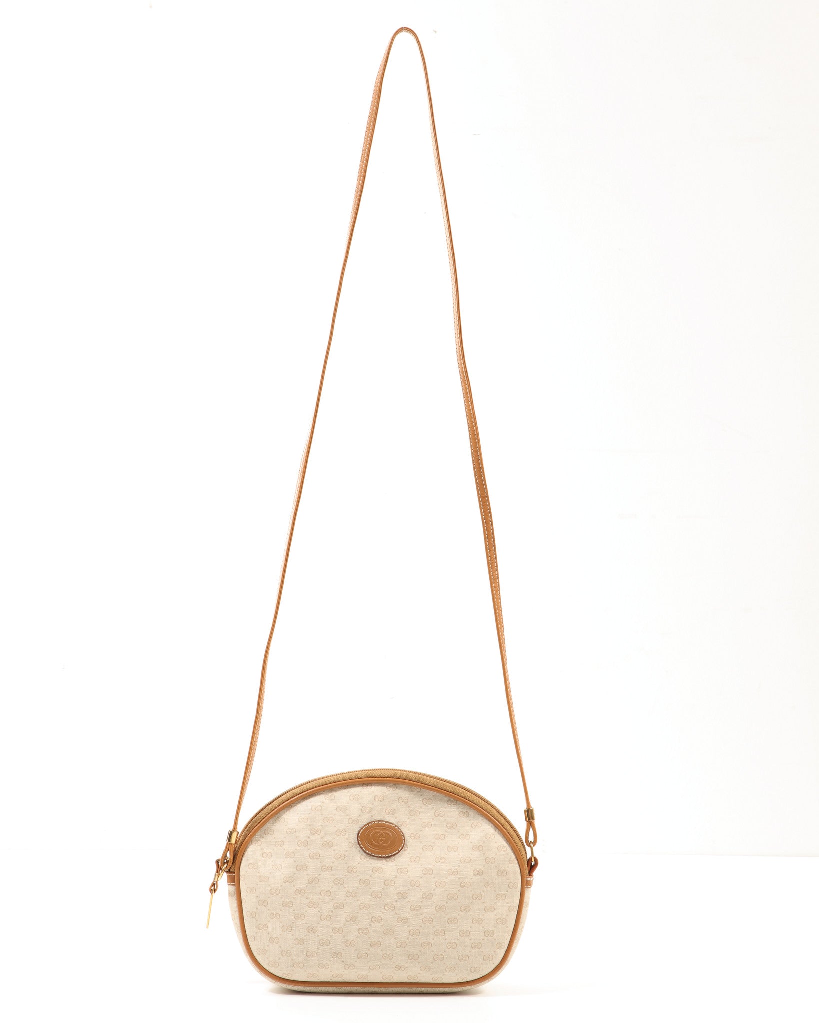 Gucci Vintage Beige Monogram Coated Canvas Round Crossbody