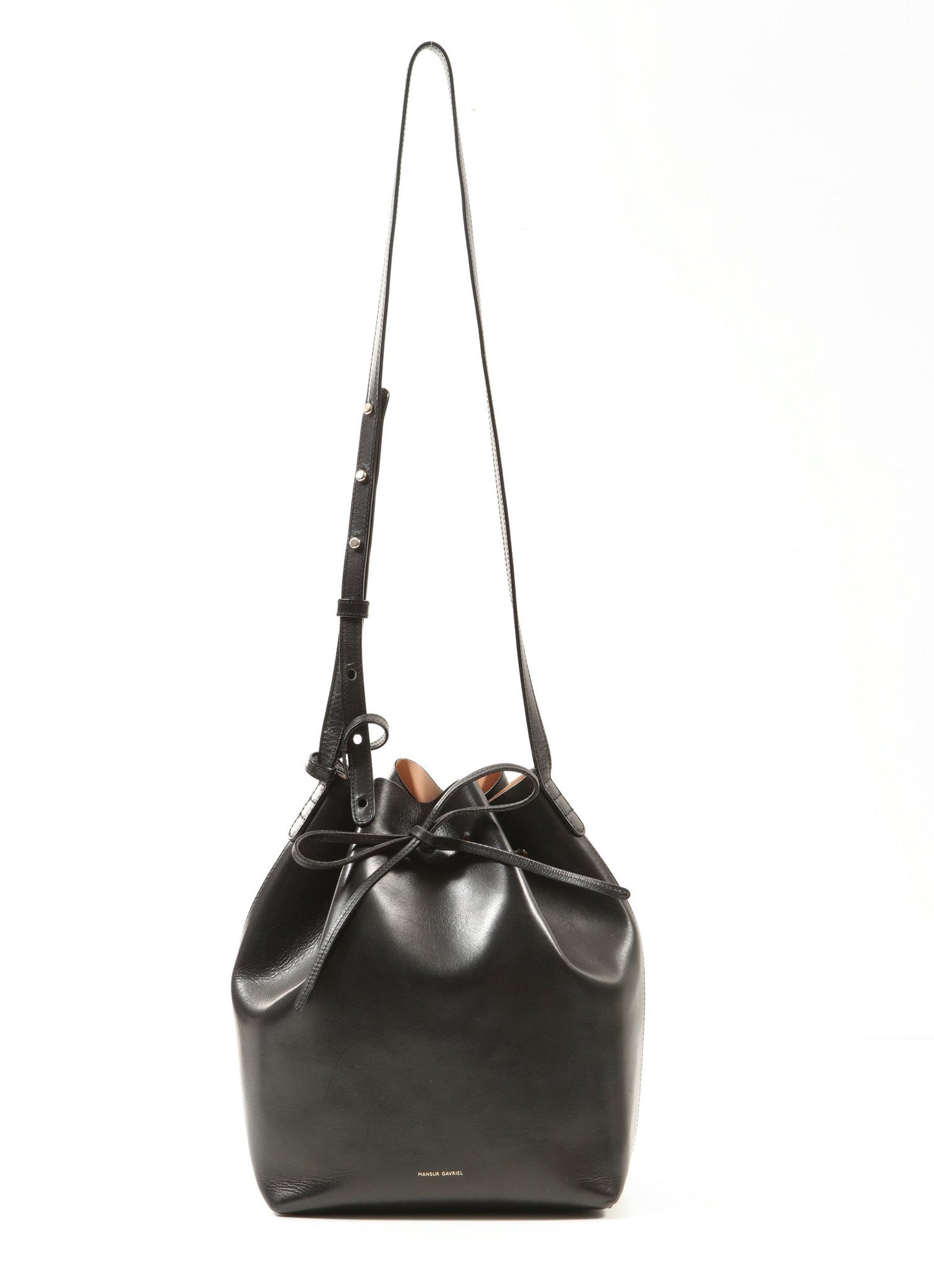 Mansur Graviel Black/Blush Leather Bucket Bag