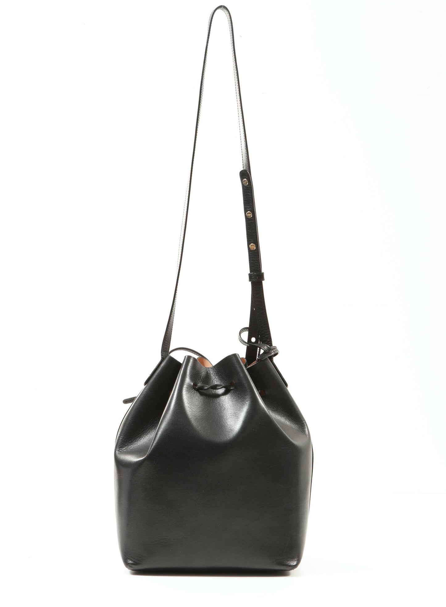 Mansur Graviel Black/Blush Leather Bucket Bag