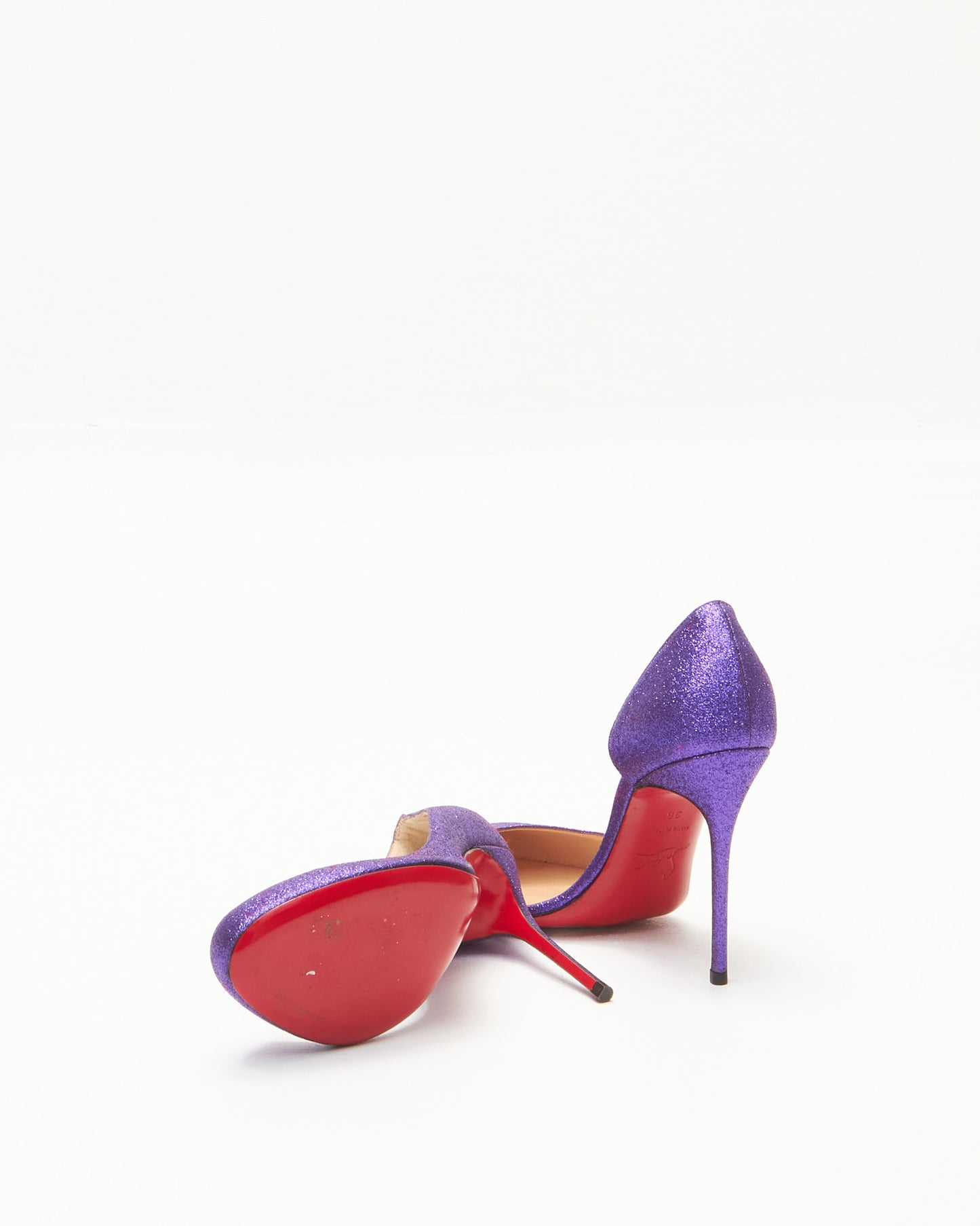 Christian Louboutin Purple Glitter Helmour 100mm Pumps - 36