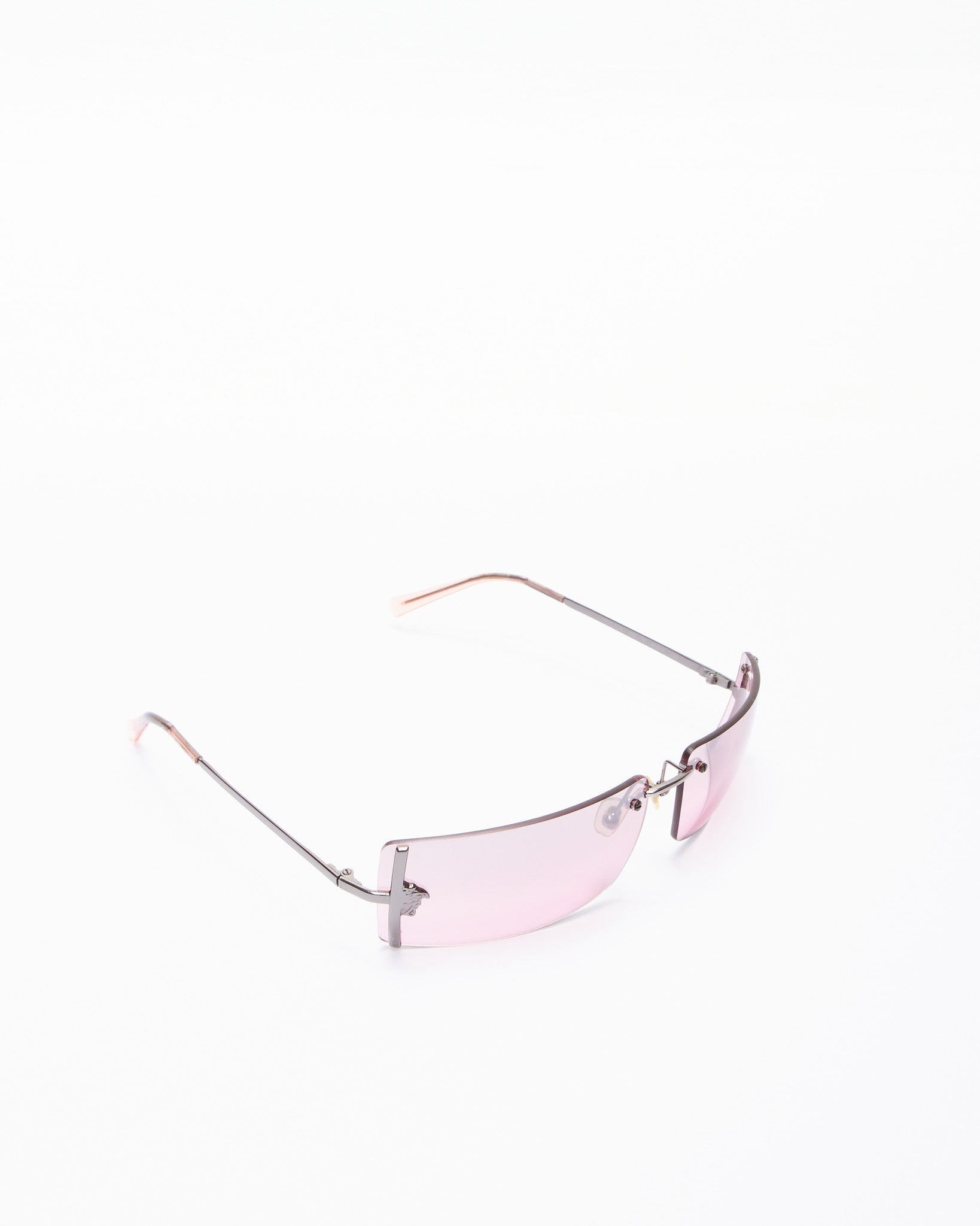 Versace Vintage Pink Lense Medusa Head Logo Sunglasses