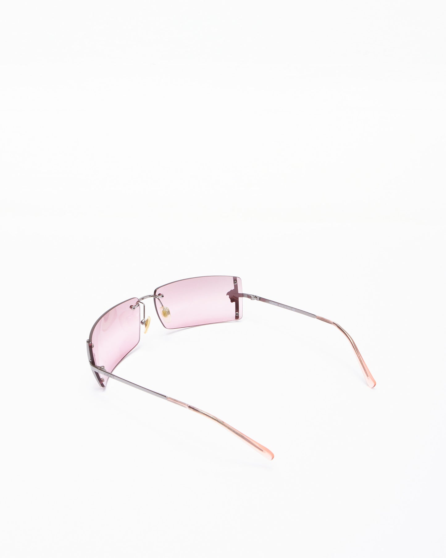 Versace Vintage Pink Lense Medusa Head Logo Sunglasses