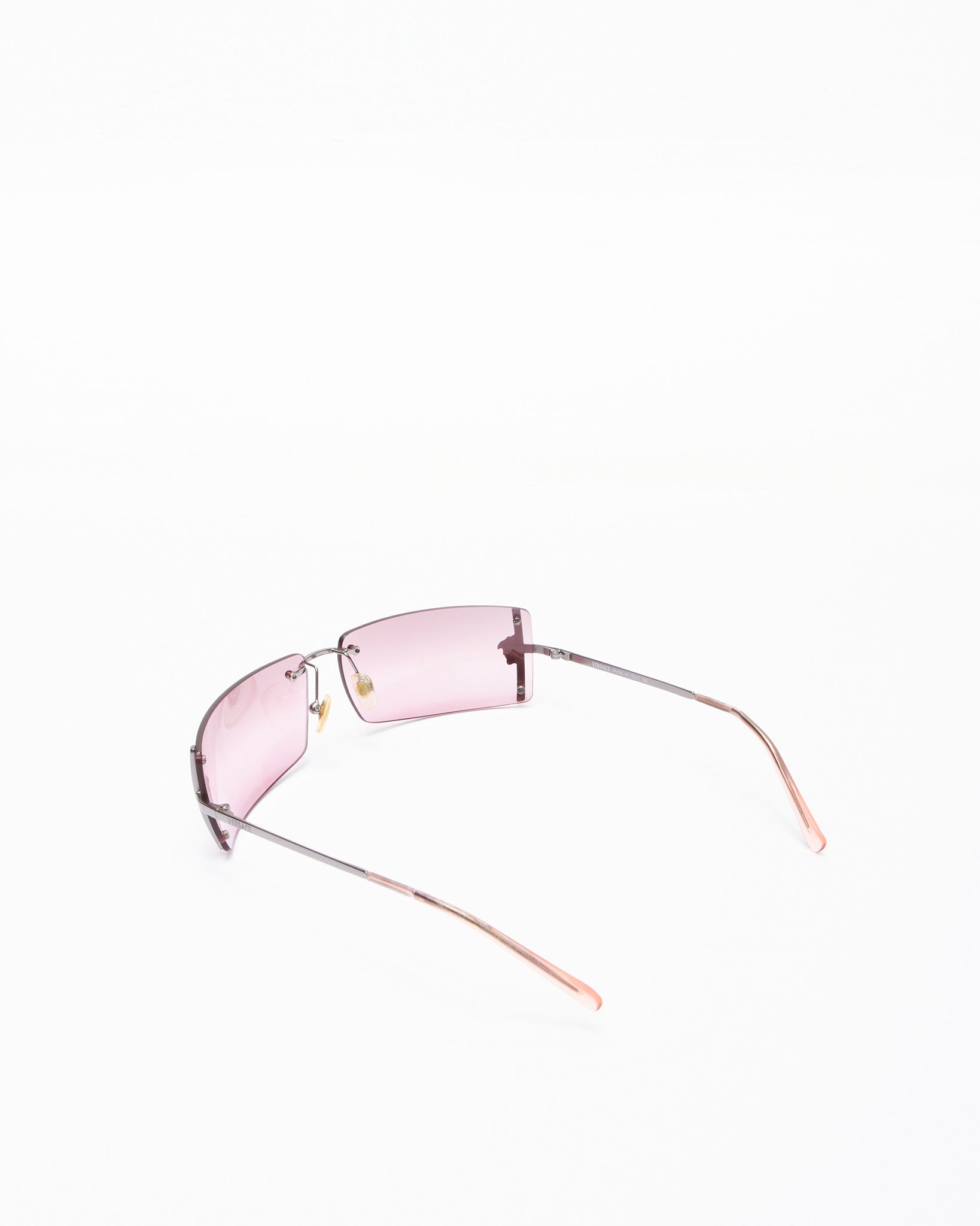 Versace Vintage Pink Lense Medusa Head Logo Sunglasses