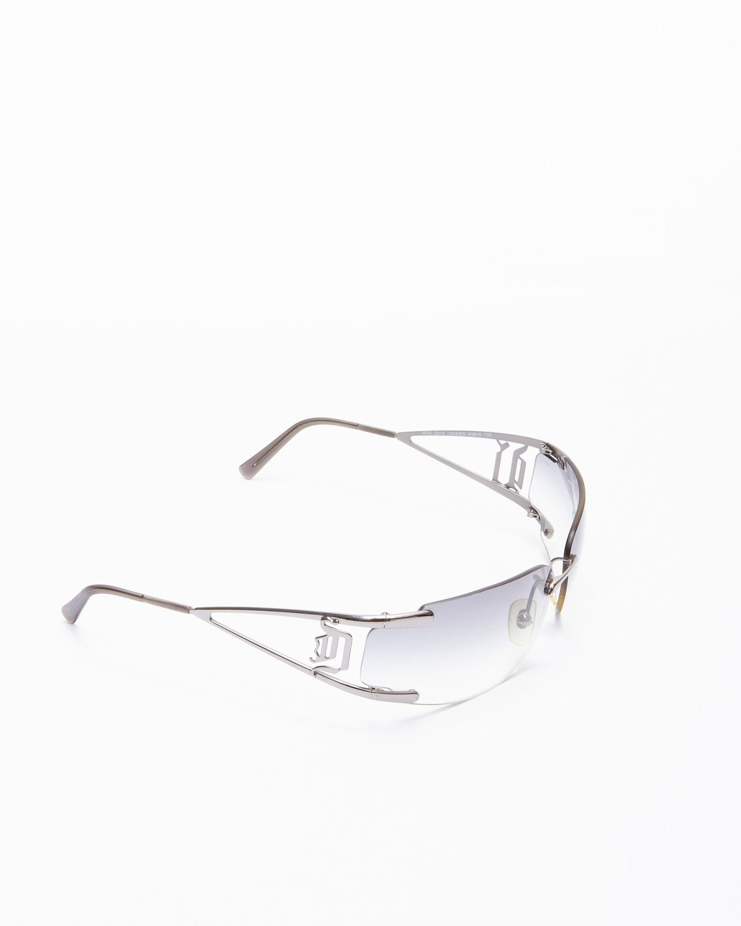 Versace Vintage Black Rimless MOD 2019 Shield Sunglasses