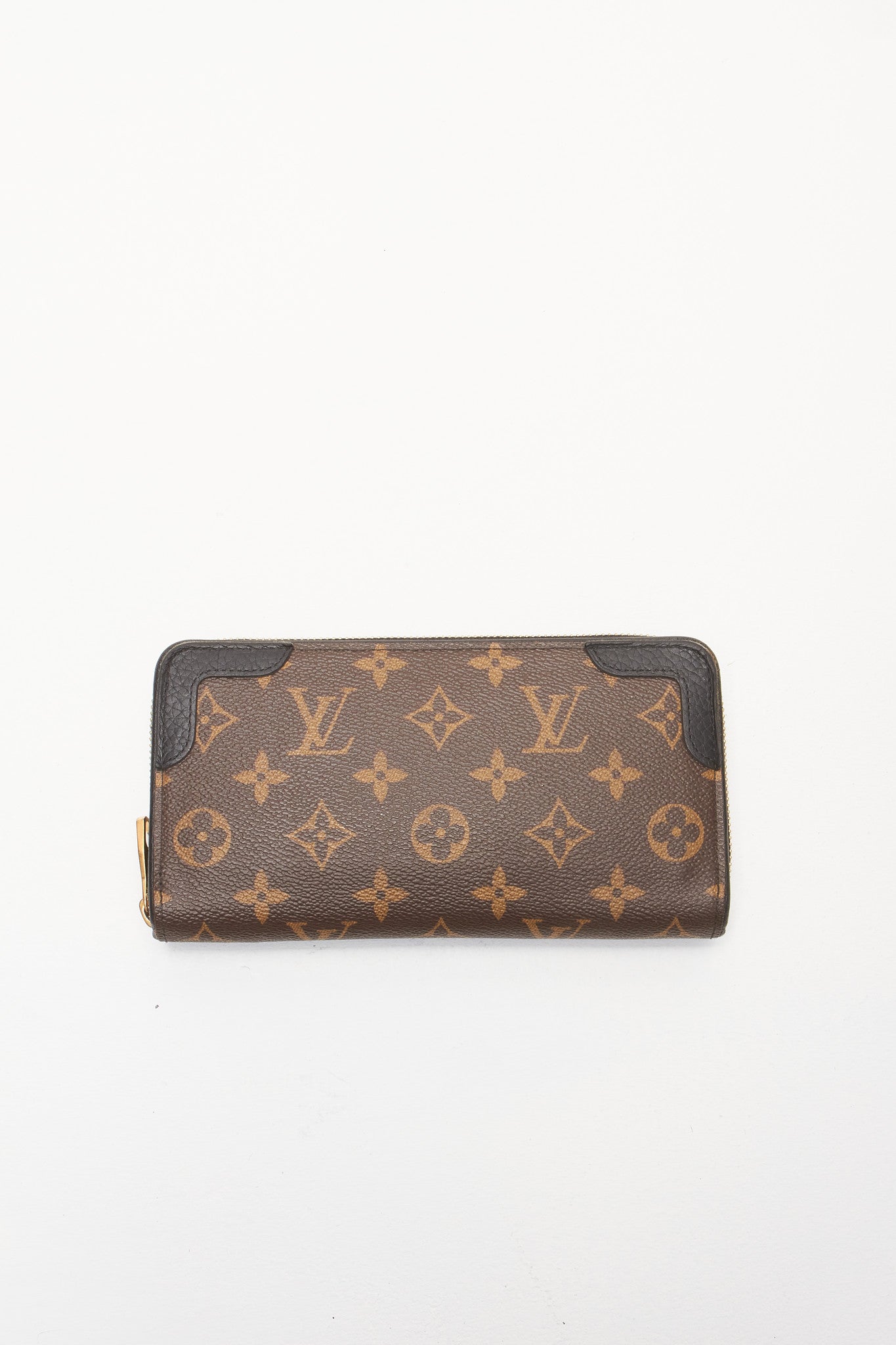 Louis Vuitton Black Monogram Canvas Retiro Zippy Wallet