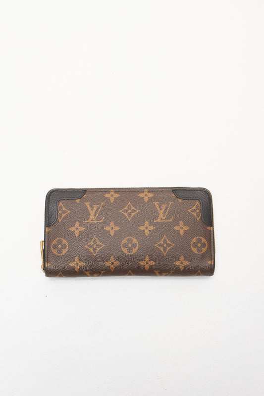 Louis Vuitton Black Monogram Canvas Retiro Zippy Wallet