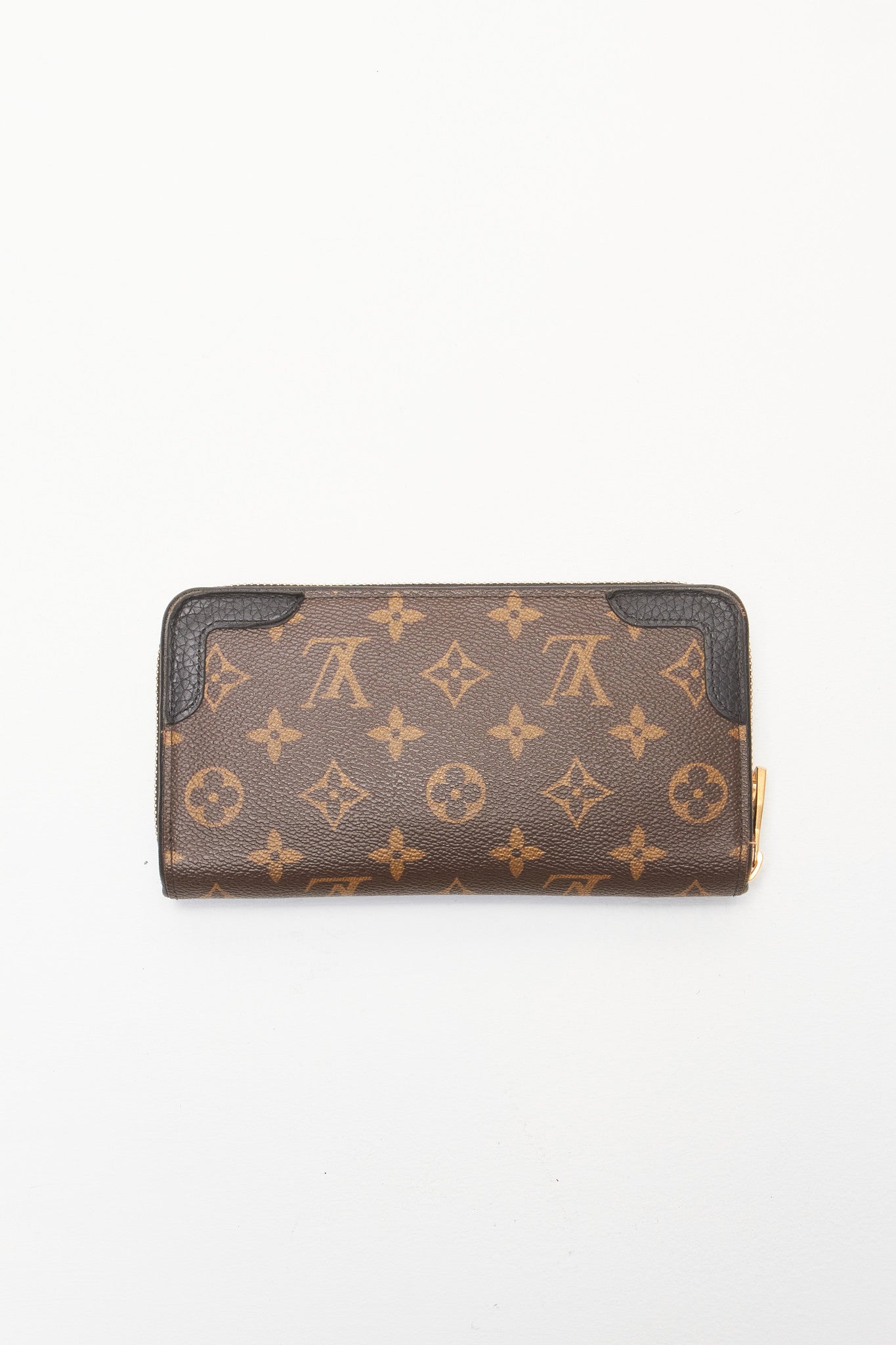 Louis Vuitton Black Monogram Canvas Retiro Zippy Wallet