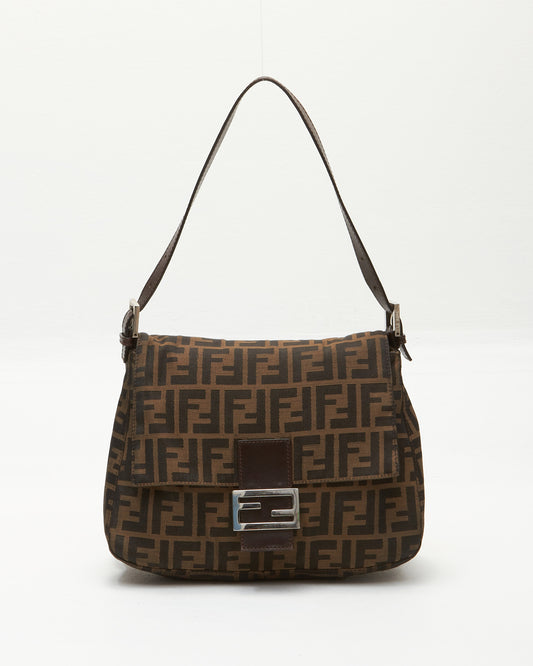 Fendi Tobacco Zucca Canvas Mama Baguette Shoulder Bag