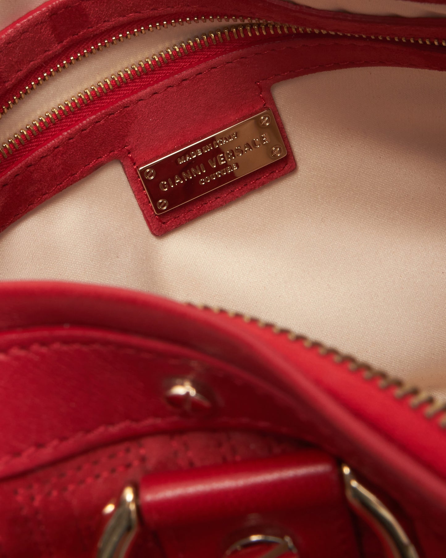 Versace Red Suede Leather Madonna Bag