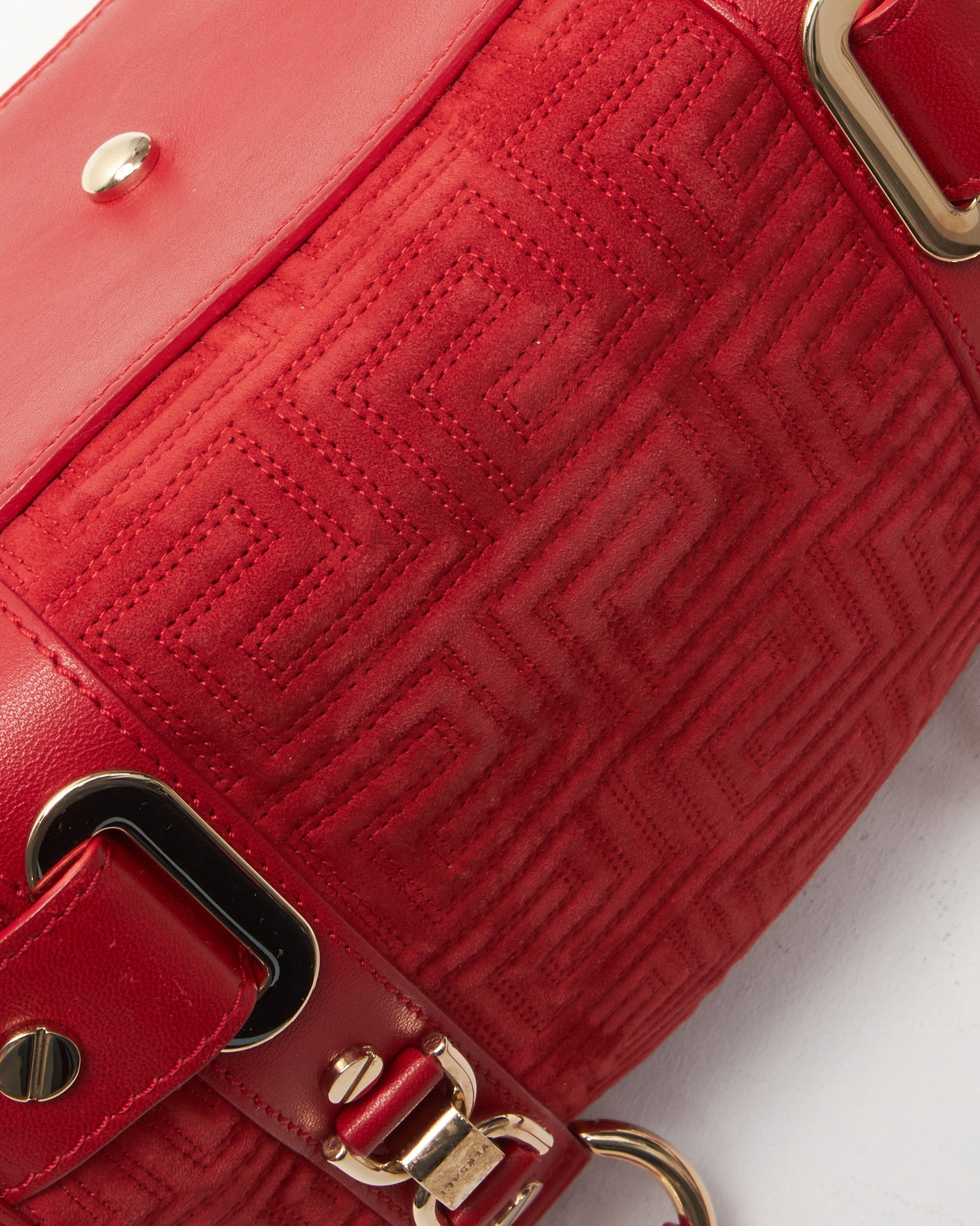 Versace Red Suede Leather Madonna Bag