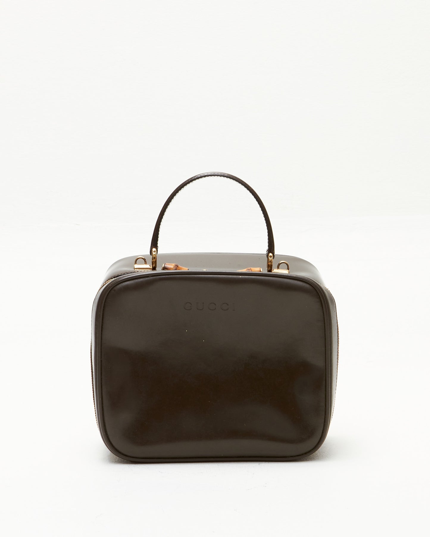 Gucci Vintage Brown Leather Vanity Top Handle Bag