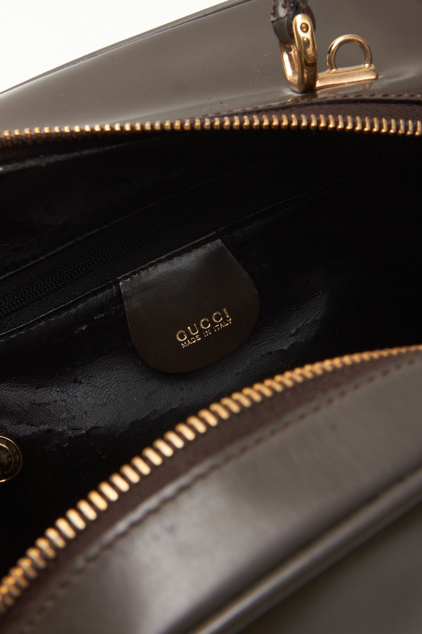 Gucci Vintage Brown Leather Vanity Top Handle Bag