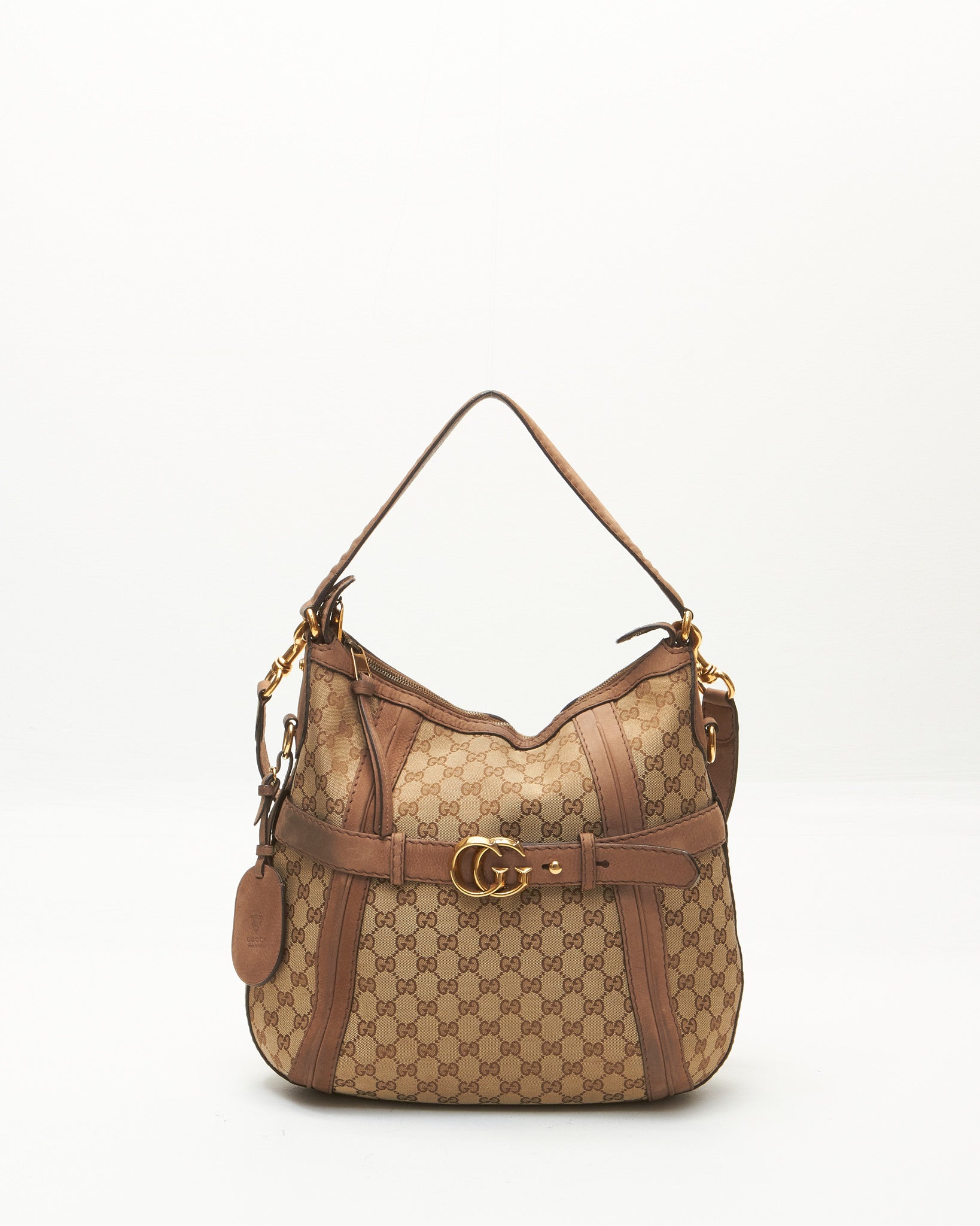 Gucci Beige GG Canvas Medium Running Hobo Bag