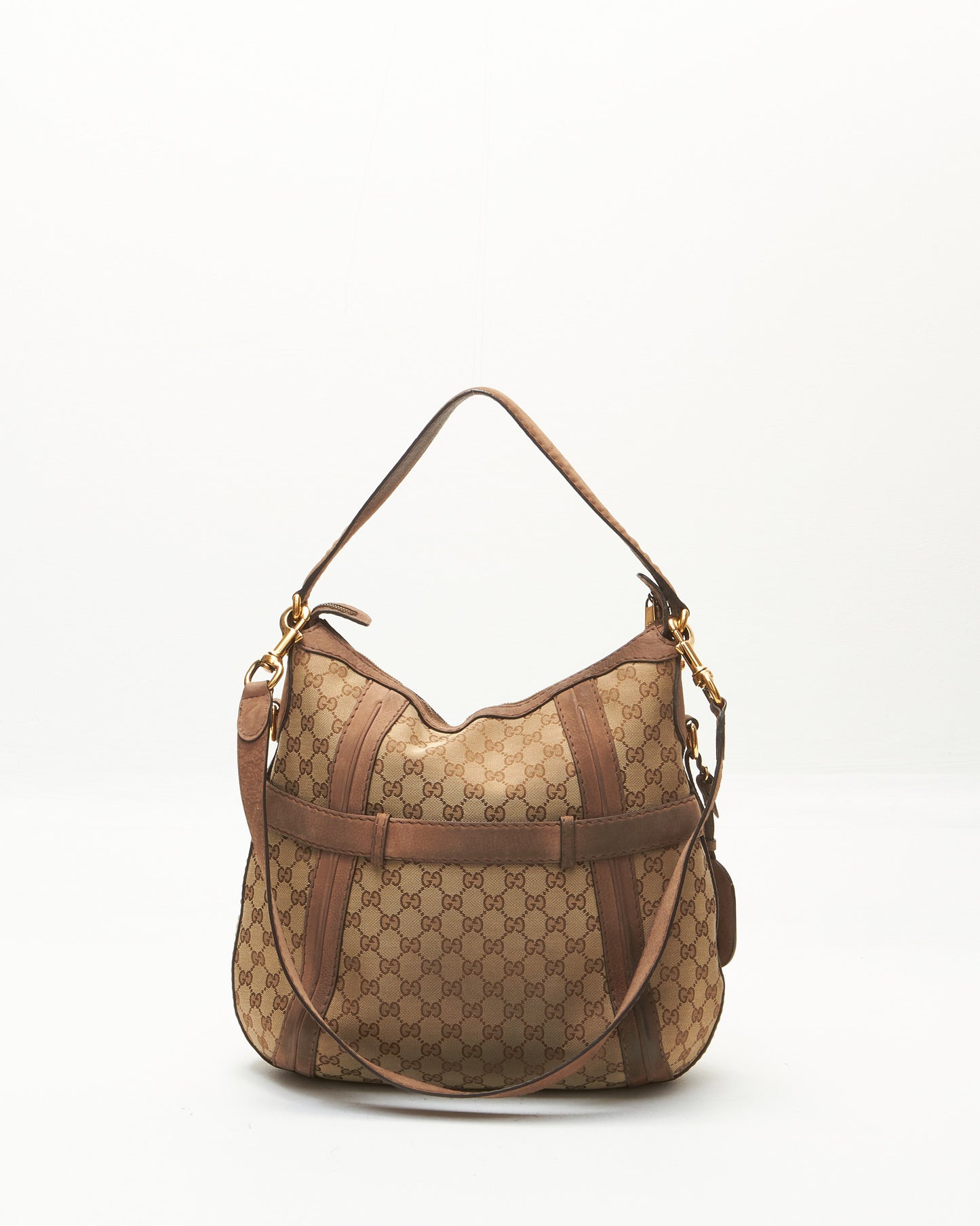 Gucci Beige GG Canvas Medium Running Hobo Bag