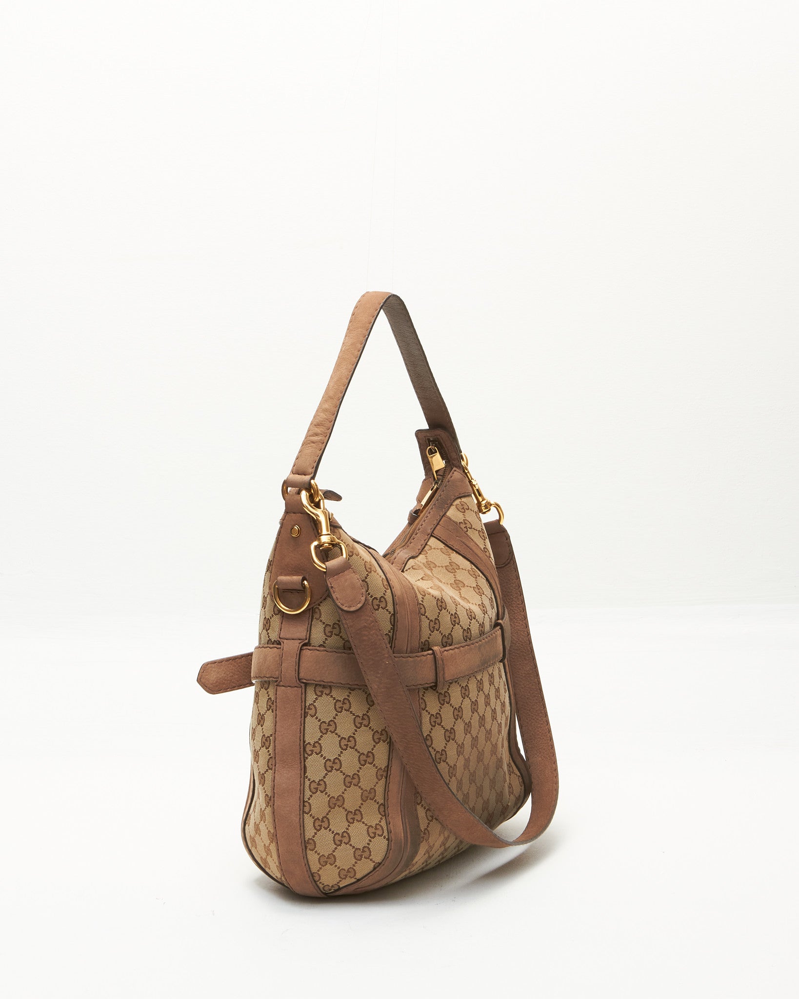 Gucci Beige GG Canvas Medium Running Hobo Bag