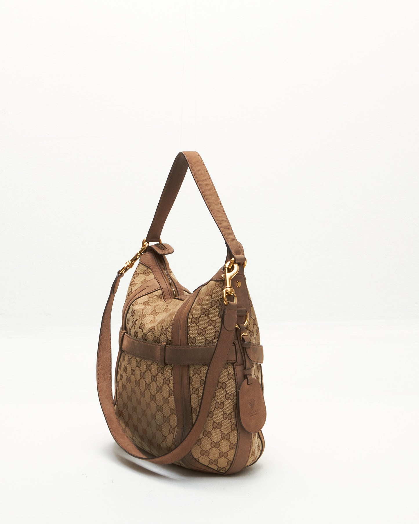 Gucci Beige GG Canvas Medium Running Hobo Bag